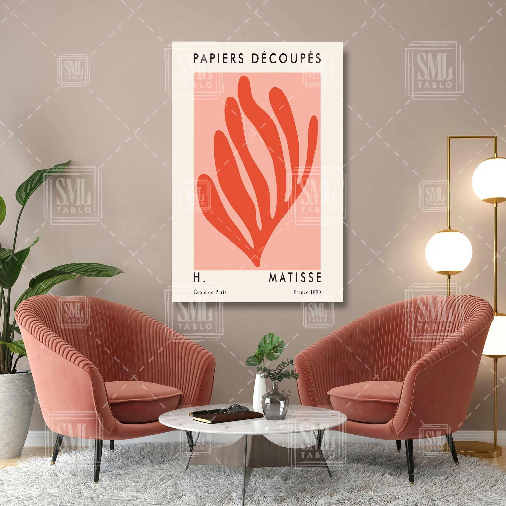 Papiers Decoupes Minimal Turuncu Mercan Minimal Boho Dikey Kanvas Tablo