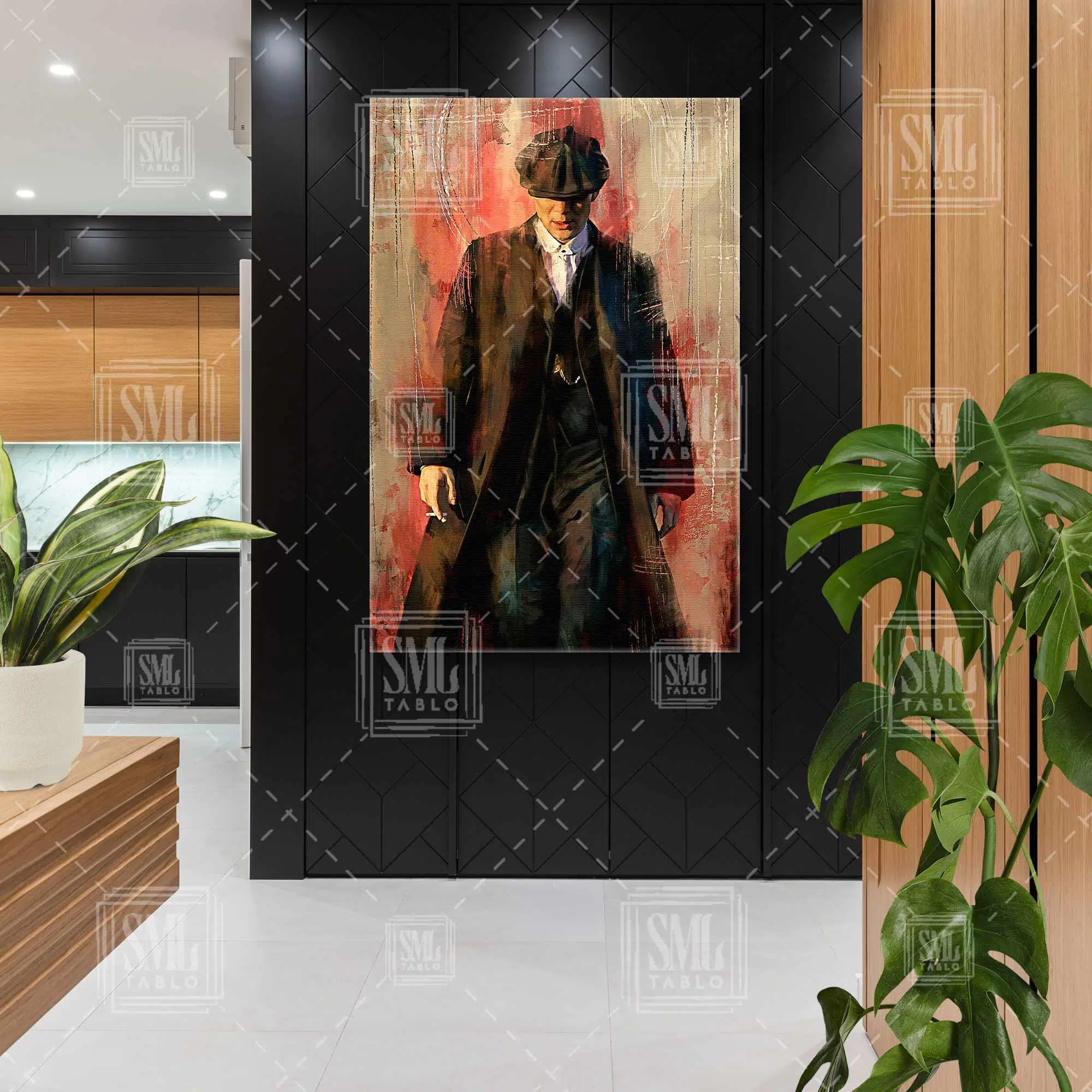 Peaky Blinders Yürüyerek Sigara İçen Thomas Shelby Dikey Kanvas Tablo