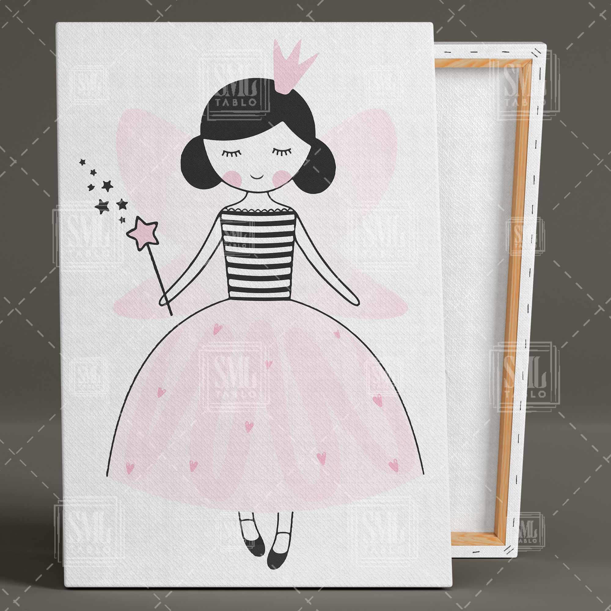 Pembe Kıyafetli Taçlı Kız Çocuk Odası Dekor Üçlü Kombin 3 lü Set Kanvas Tablo Pembe Kıyafetli Taçlı Kız Çocuk Odası Dekor Üçlü Kombin 3 lü Set Kanvas Tablo