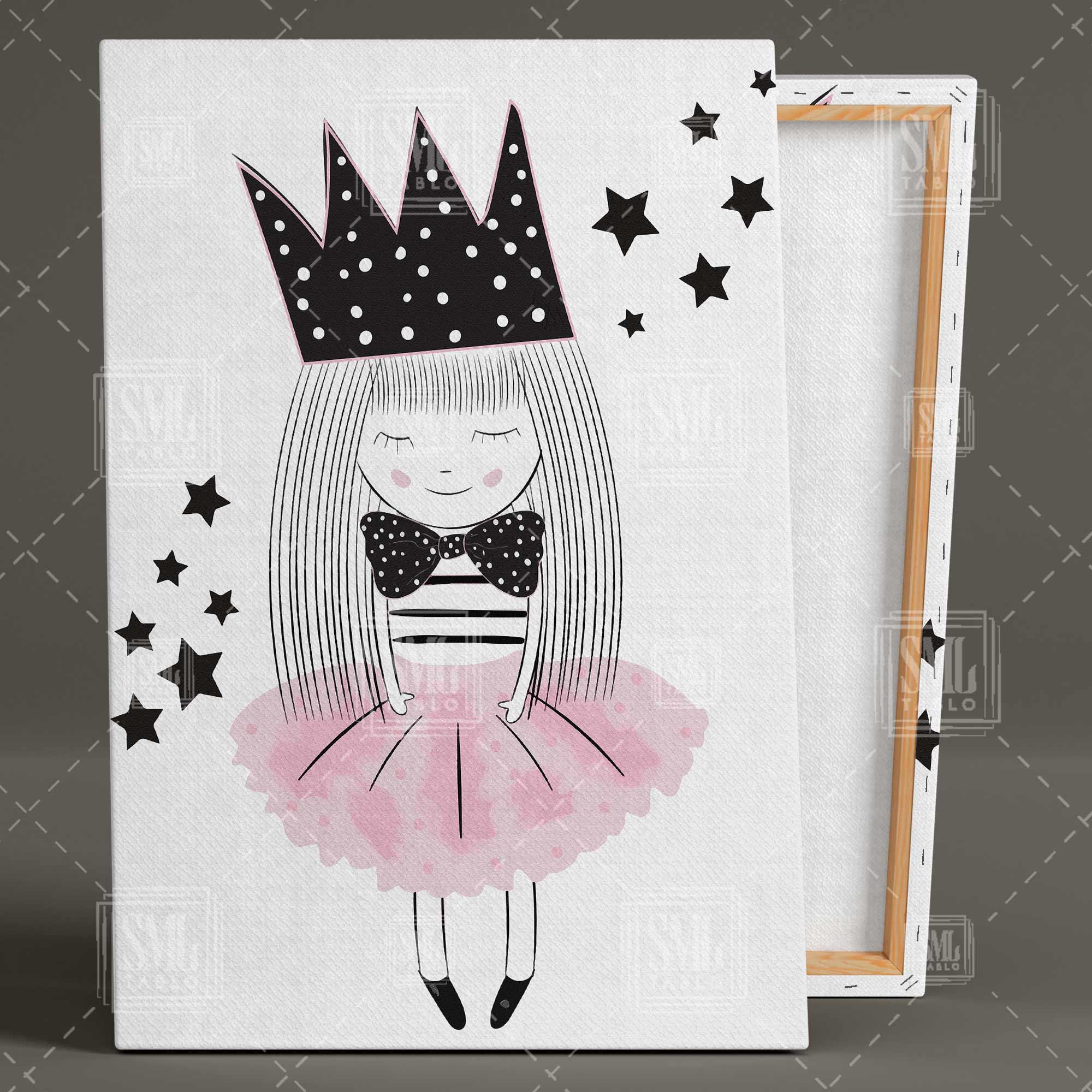 Pembe Kıyafetli Taçlı Kız Çocuk Odası Dekor Üçlü Kombin 3 lü Set Kanvas Tablo Pembe Kıyafetli Taçlı Kız Çocuk Odası Dekor Üçlü Kombin 3 lü Set Kanvas Tablo