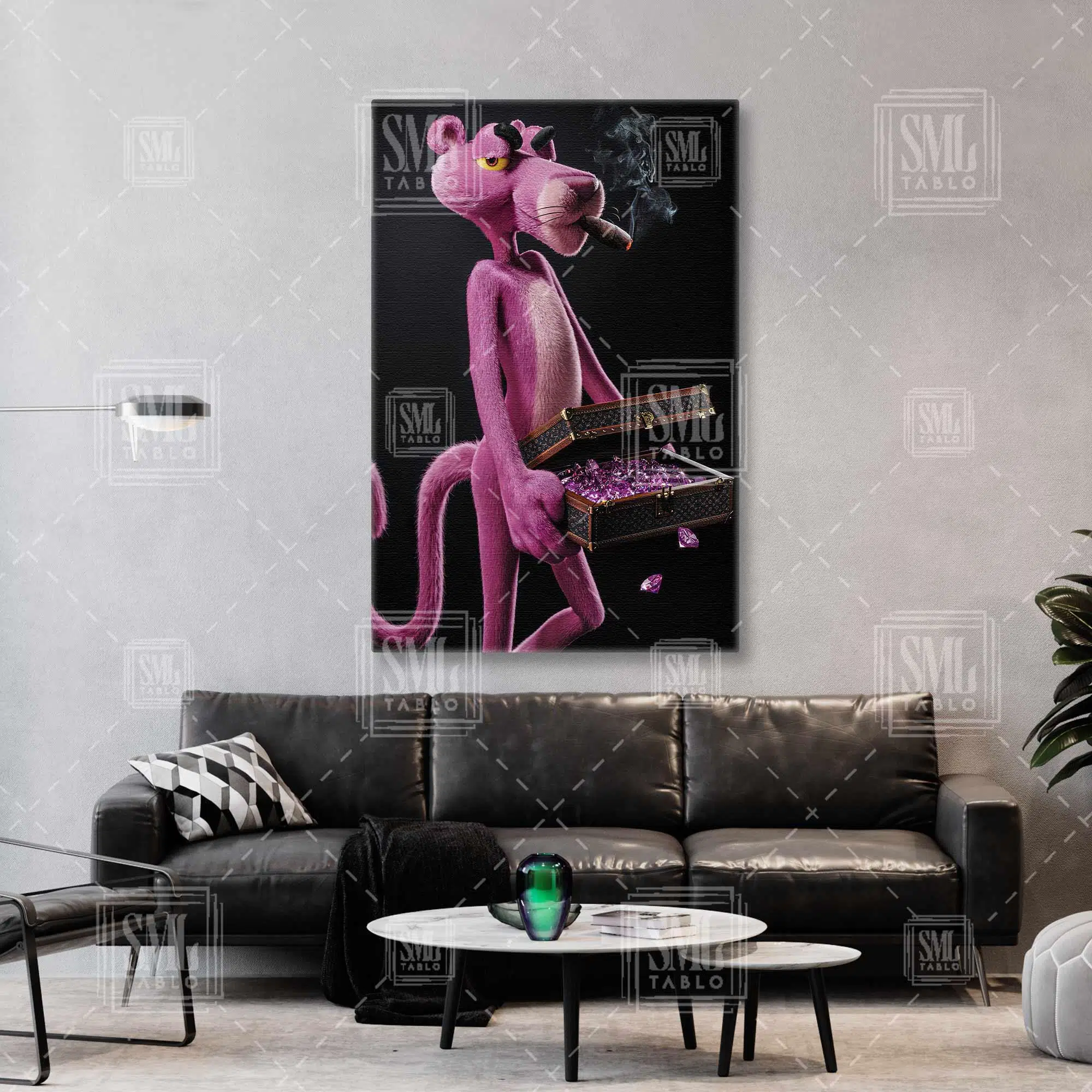 Pembe Panter Ve Hazinesi Dikey Kanvas Tablo