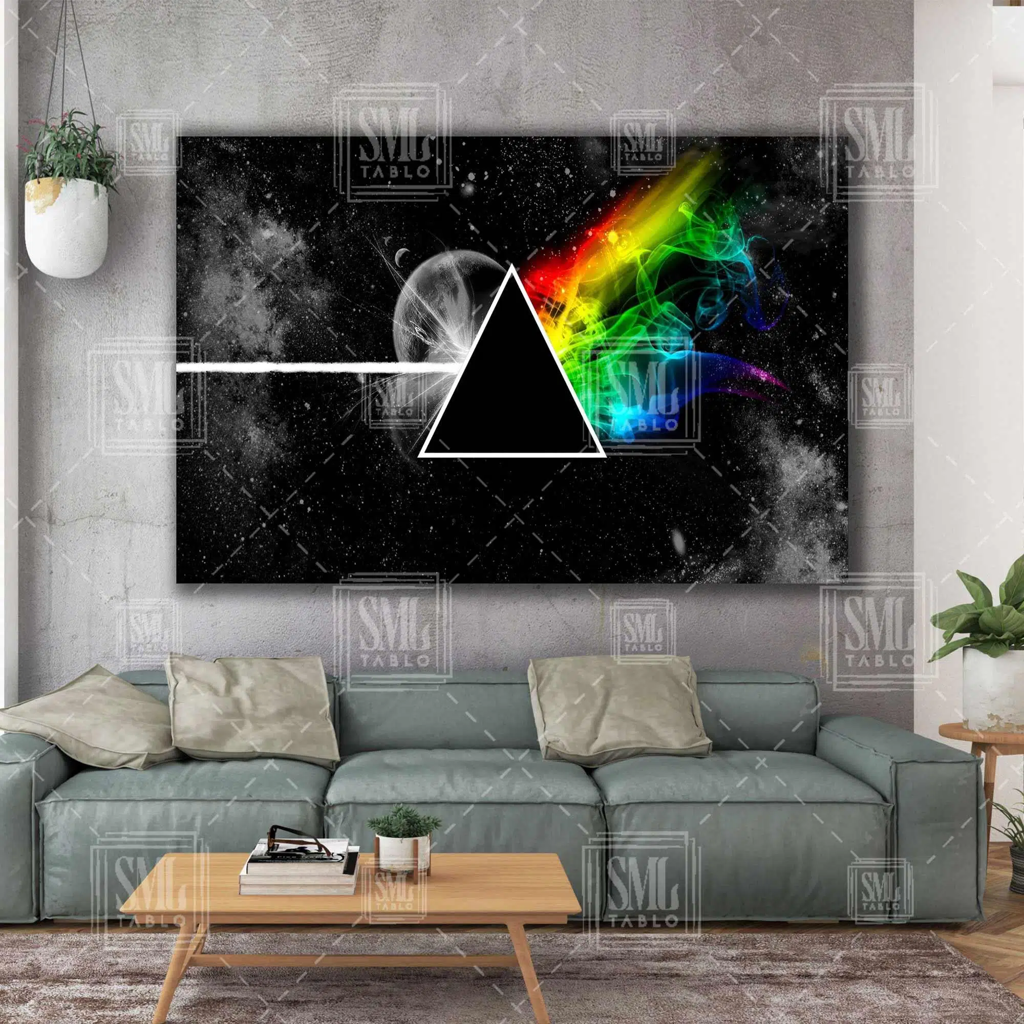 Pink Floyd Rock Müzik Sanat Dekor Art Uzay Prizma Yatay Kanvas Tablo