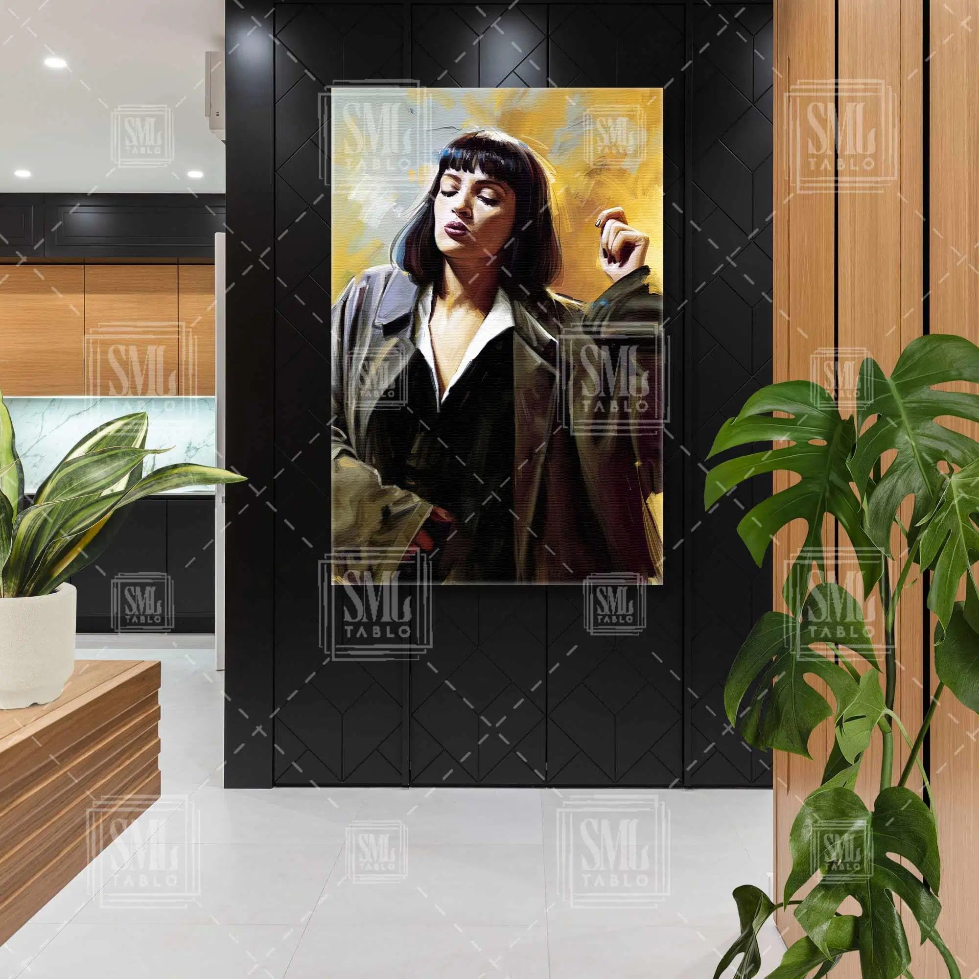 Pulp Fiction Ucuz Roman Mia Wallace Dikey Kanvas Tablo