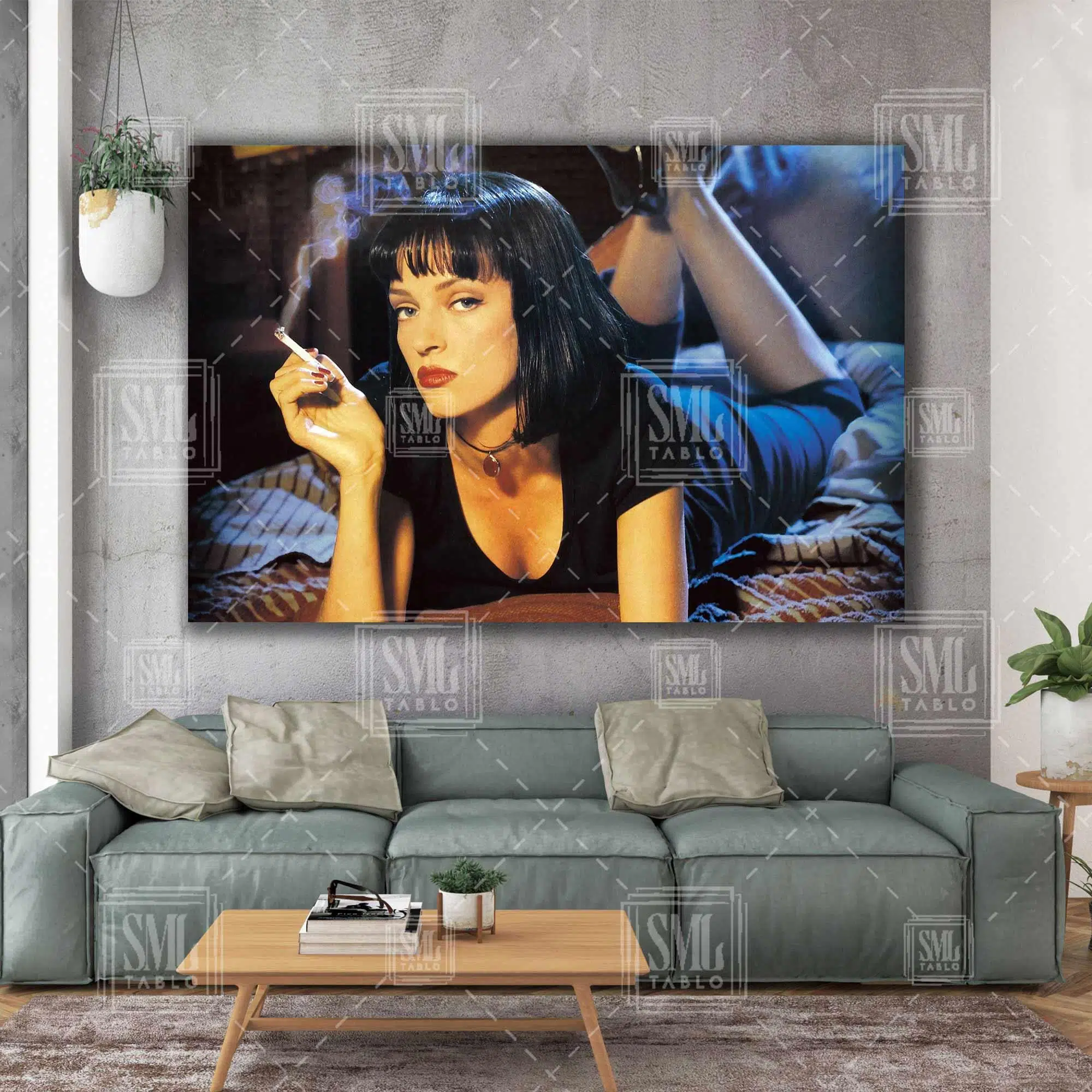 Pulp Fiction Uma Thurman Retro Dekor Ucuz Roman Quentin Tarantino Efsane Film Sanat Yatay Kanvas Tablo