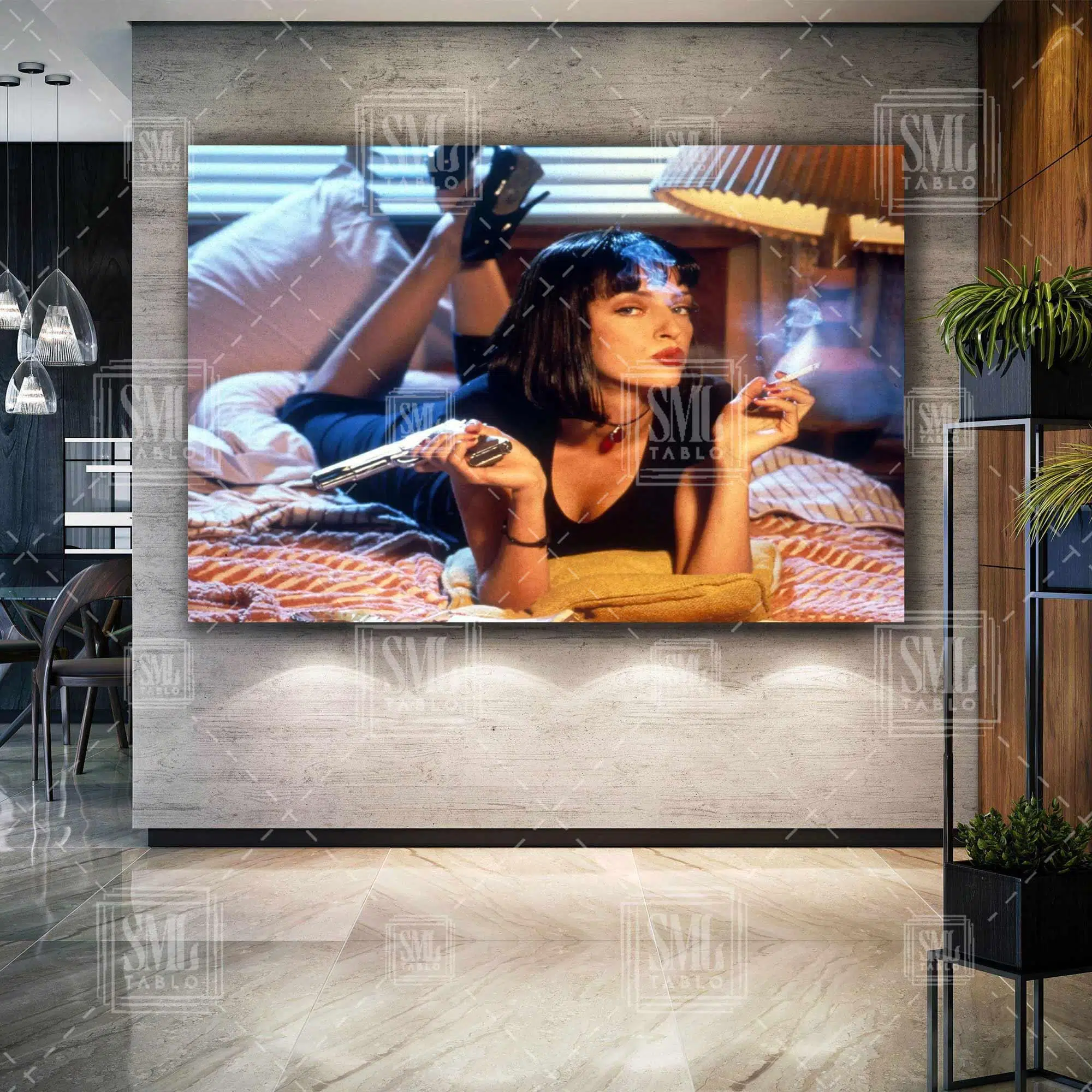 Pulp Fiction Uma Thurman Ucuz Roman Quentin Tarantino Efsane Film Sanat Yatay Kanvas Tablo