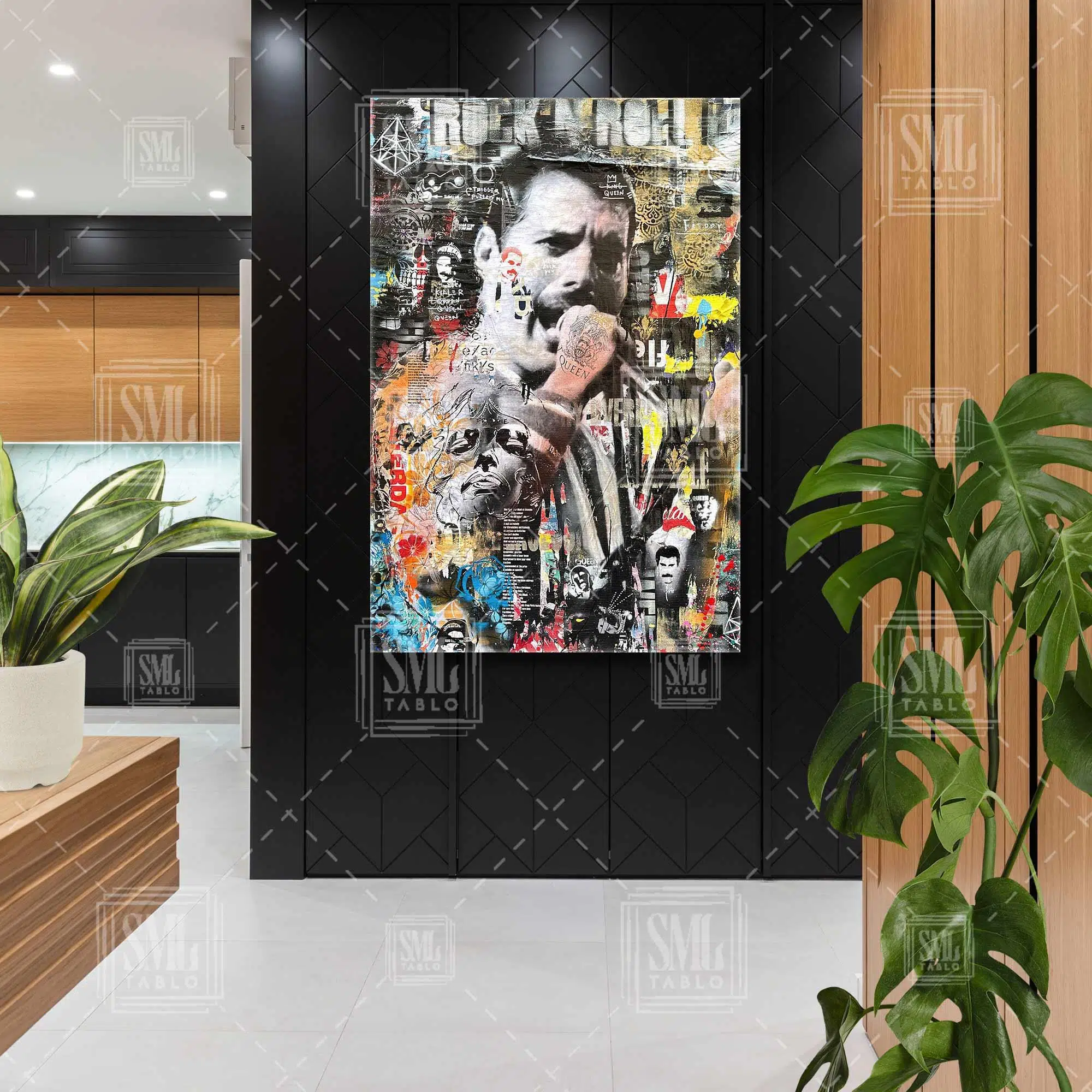 Quenn Rock N Roll Freddie Mercury Grafiti Dikey Kanvas Tablo