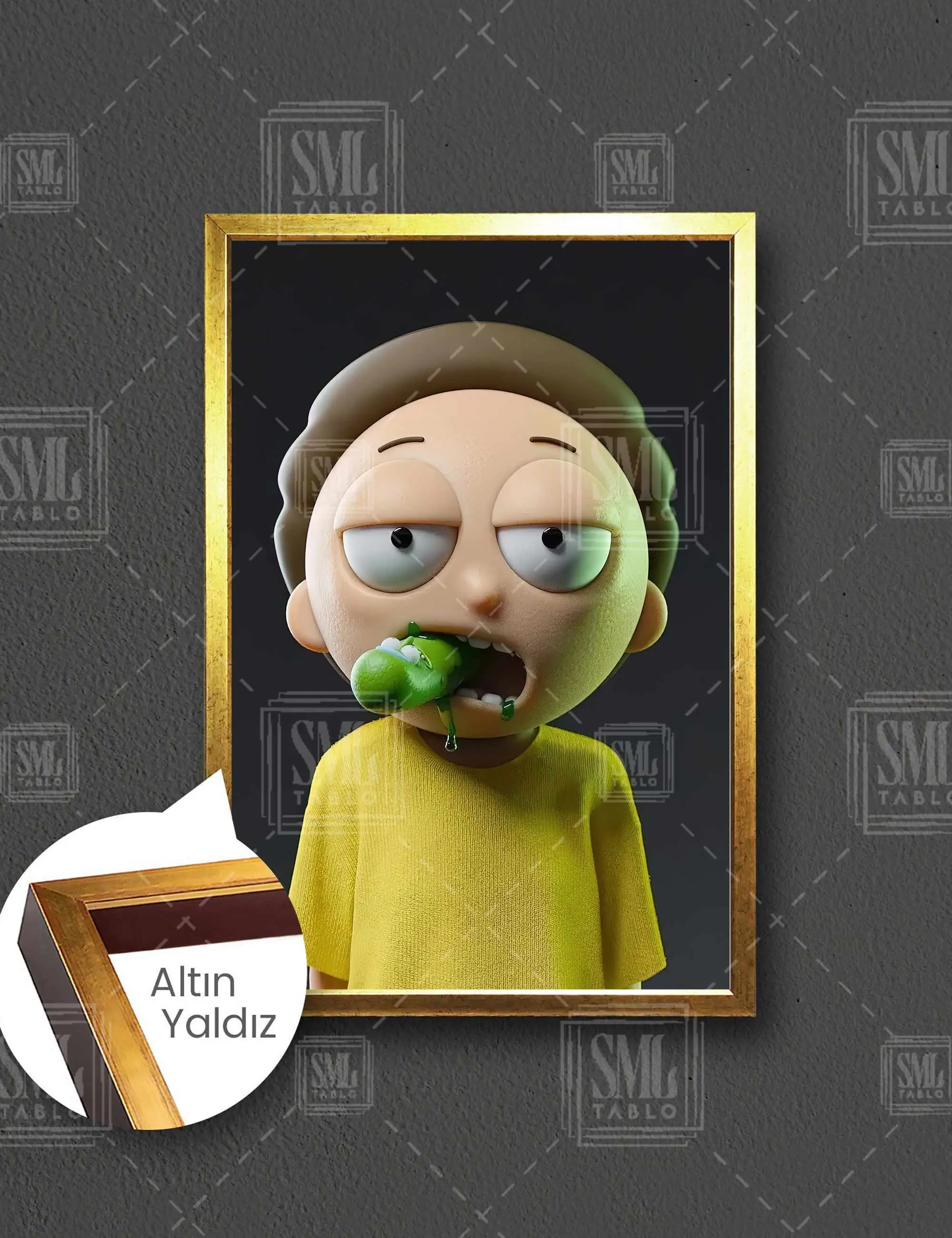 Rick And Mortie Pickle Rick Efsane Çizgi Dizi Çerçeveli Dikey Kanvas Tablo