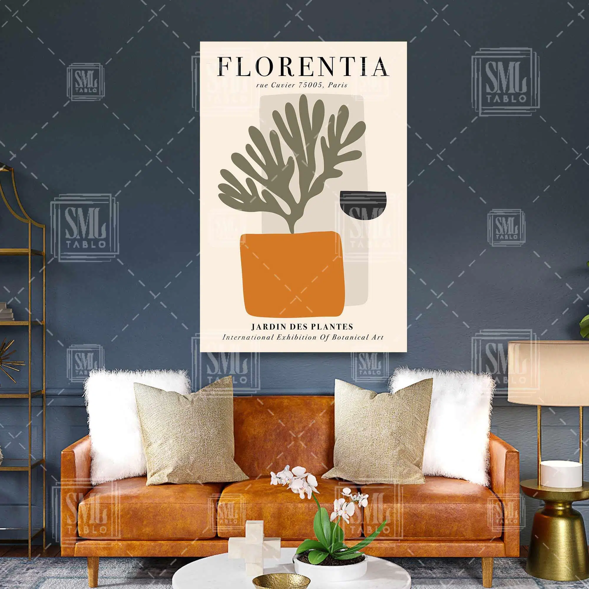 Saksı İçindeki Çiçek Boho Minimal Dikey Kanvas Tablo