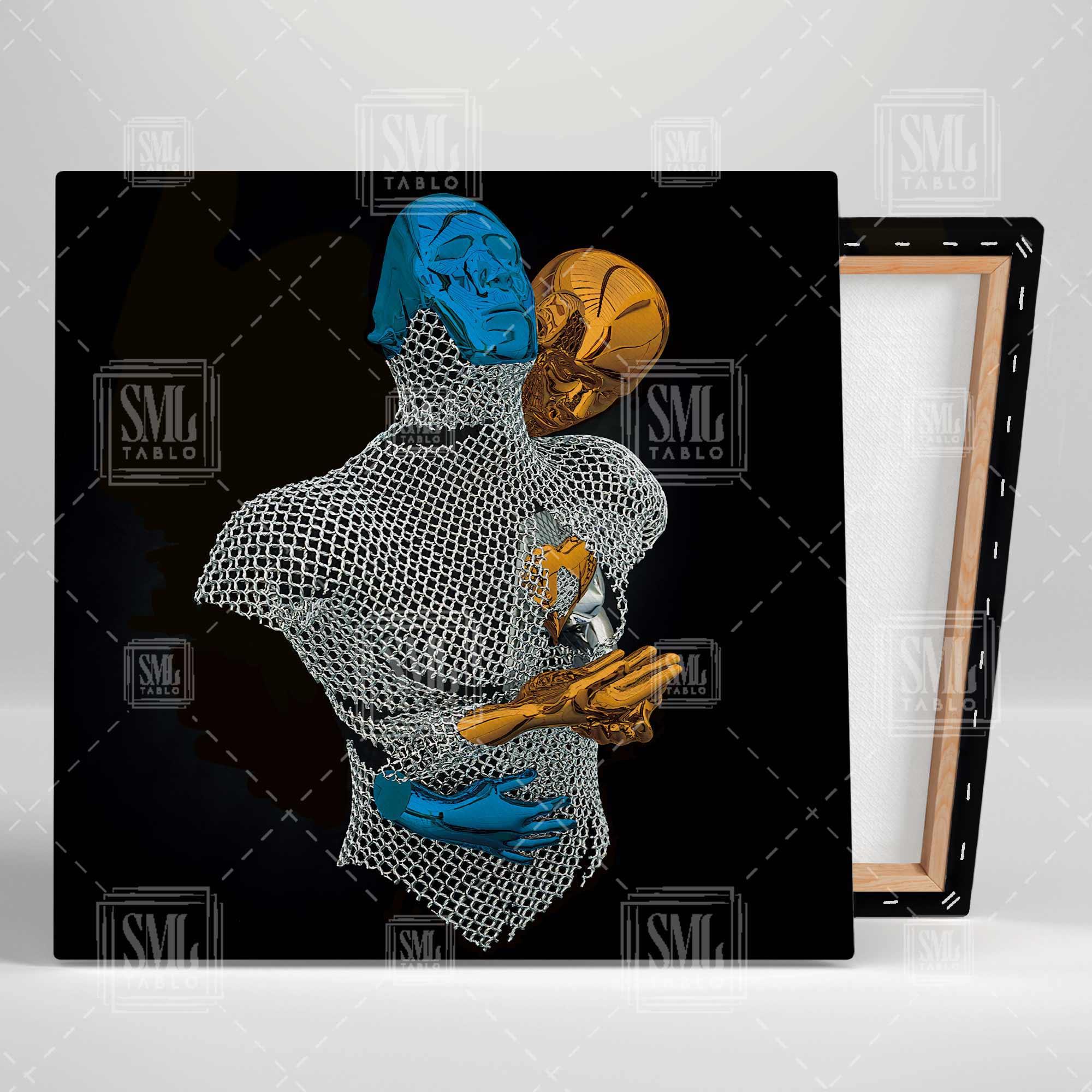 Sarı ve Lacivert Fenerbahçe Metal Sarılan Çift Kare Kanvas Tablo Sarı ve Lacivert Fenerbahçe Metal Sarılan Çift Kare Kanvas Tablo