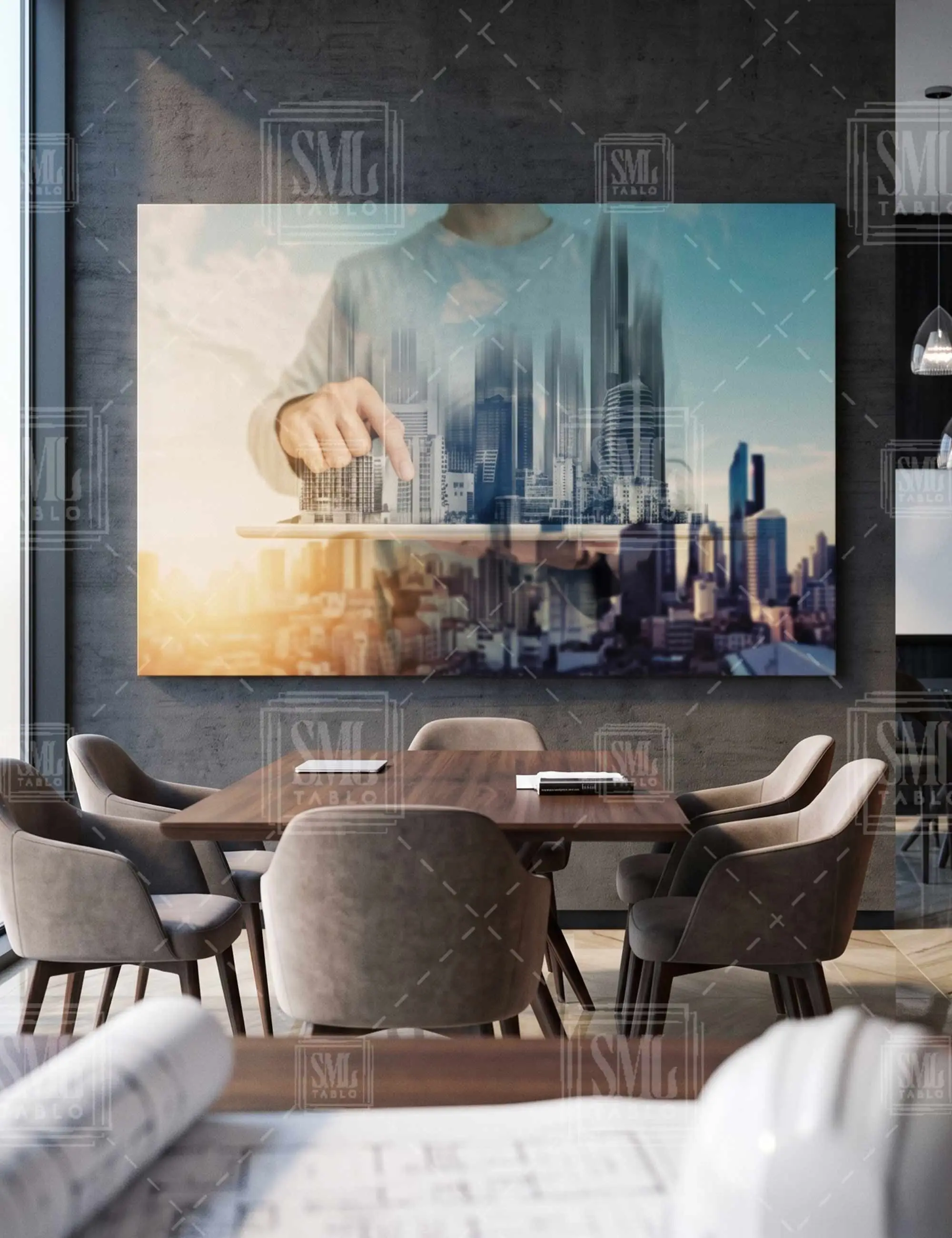 Şehir İnşaatı Mimarlık Mühendislik Büro Emlak Ofisi Dekor Building Yatay Kanvas Tablo