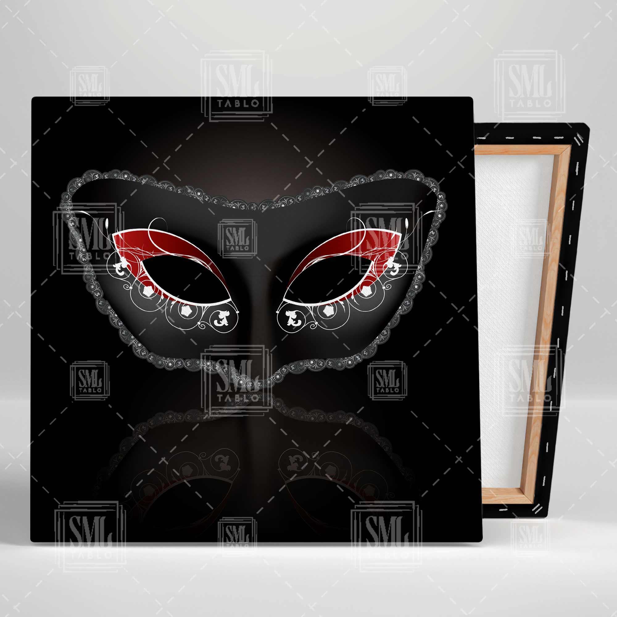 Siyah Maske Dekoratif Modern Kare Kanvas Tablo Siyah Maske Dekoratif Modern Kare Kanvas Tablo