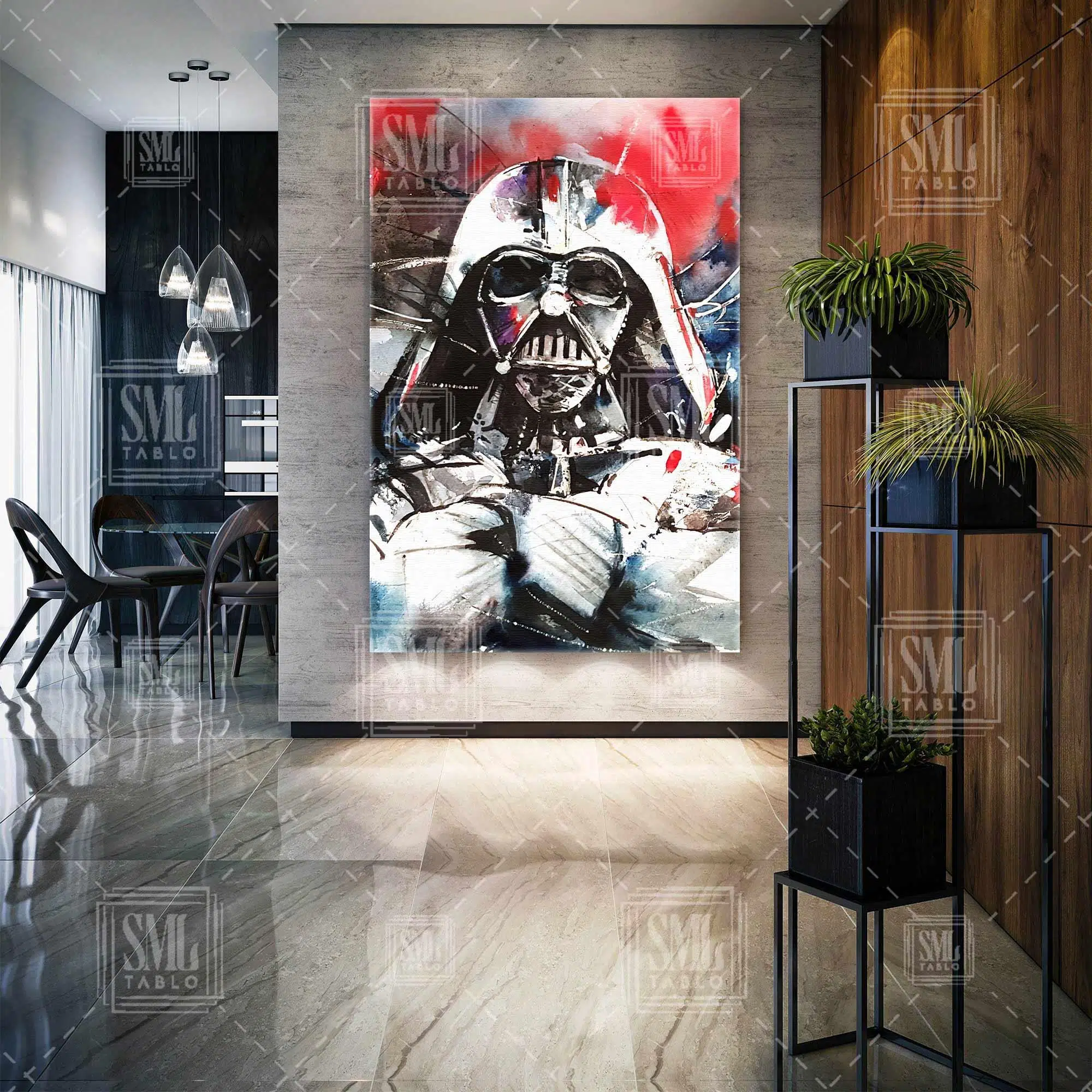 Star Wars Darth Vader Suluboya Dikey Kanvas Tablo