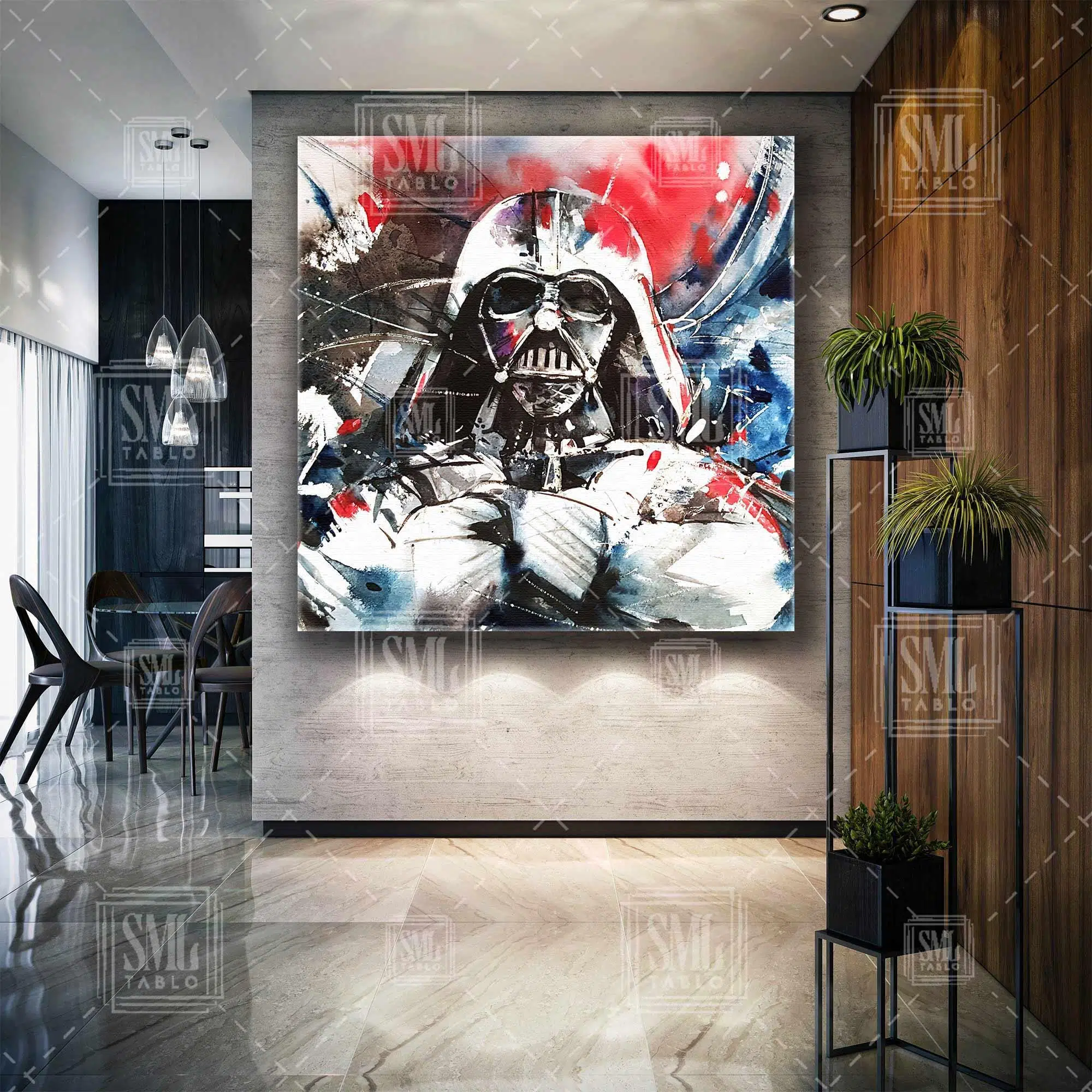 Star Wars Darth Vader Suluboya Kare Kanvas Tablo