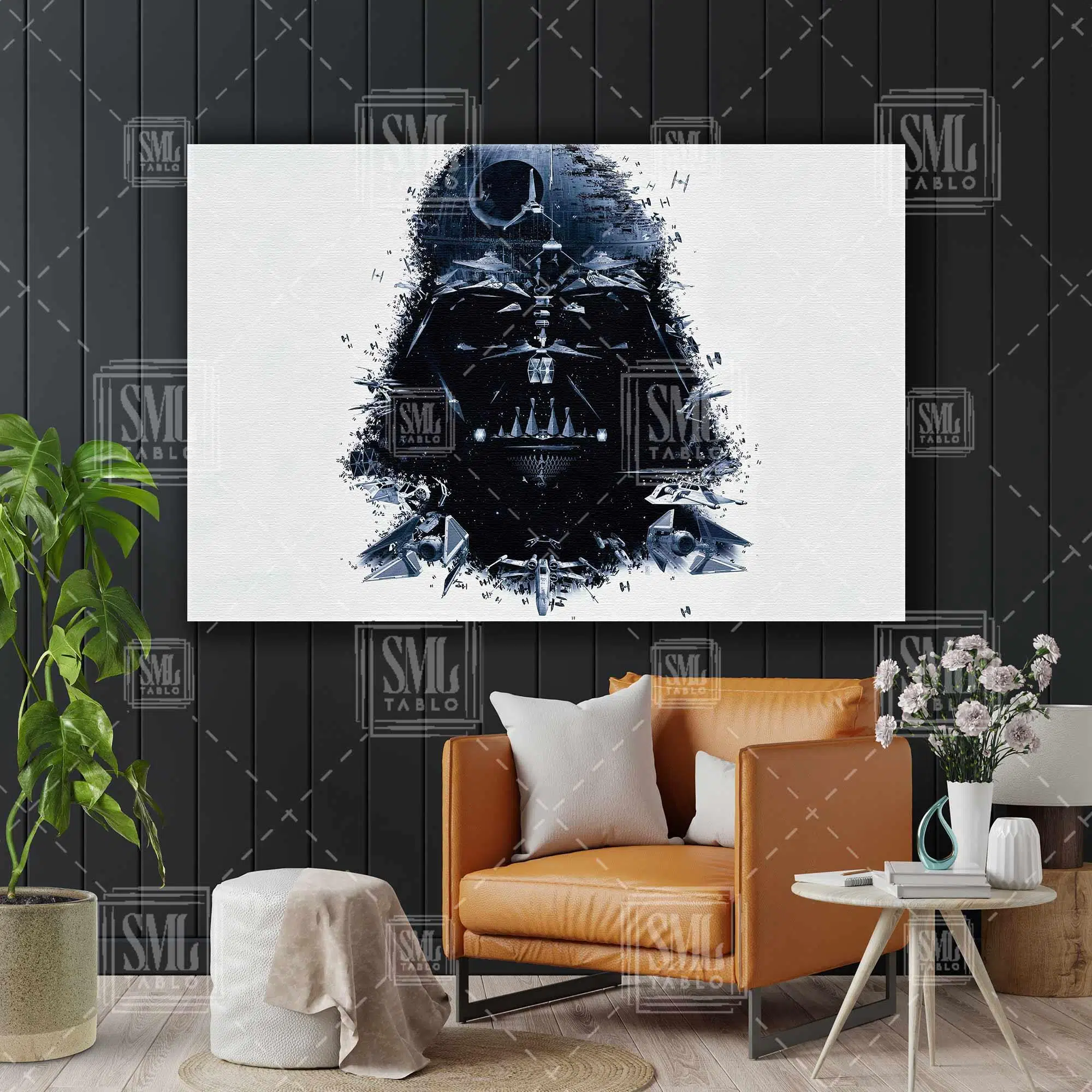 Star Wars Darth Vader Ve Uzay Gemileri Yatay Kanvas Tablo