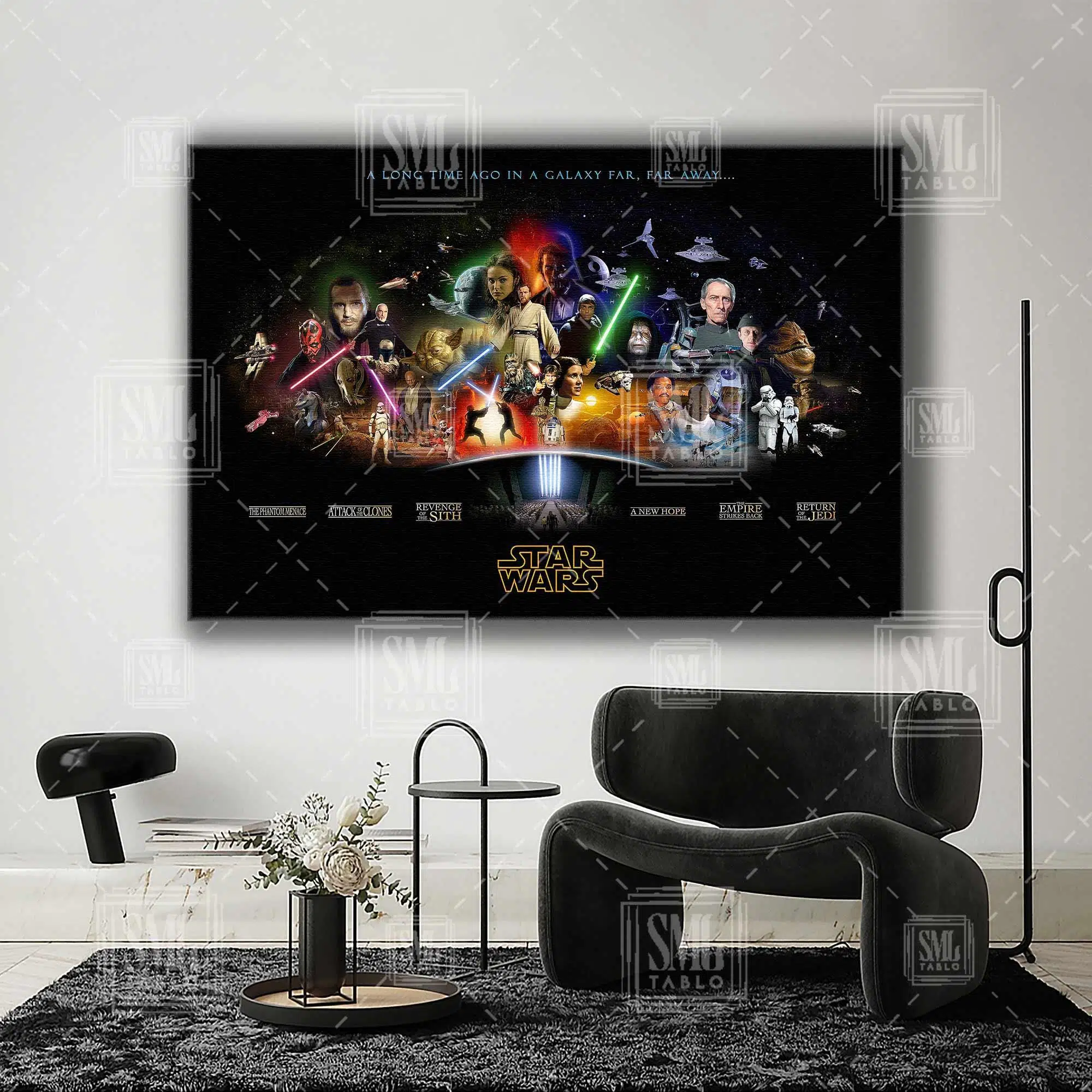 Star Wars Evreni Filmler Ve Karakterleri Yatay Kanvas Tablo