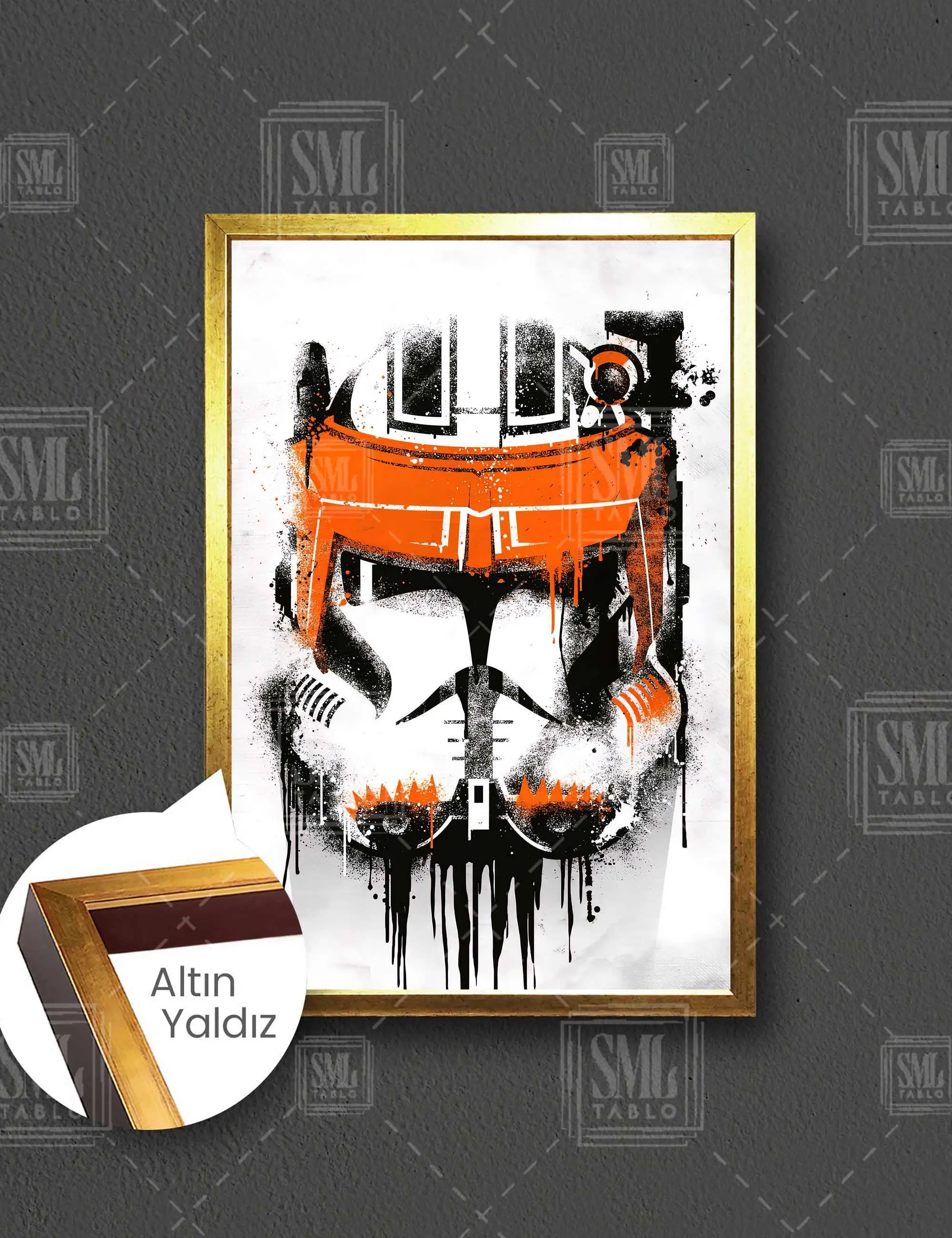 Star Wars Stormtrooper Kask Sprey Efsane Film Çerçeveli Dikey Kanvas Tablo