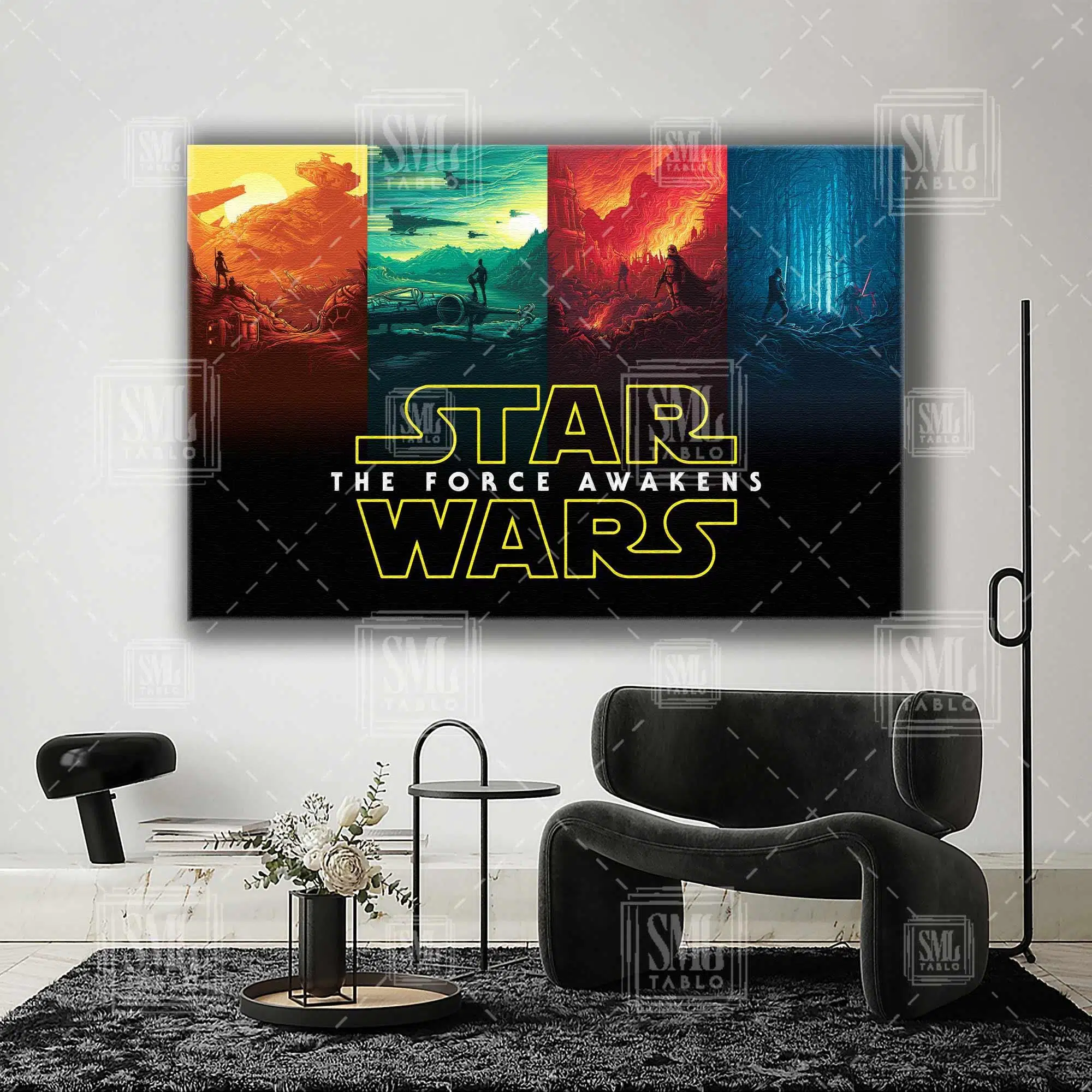 Star Wars The Force Awakens İlüstrasyon Yatay Kanvas Tablo