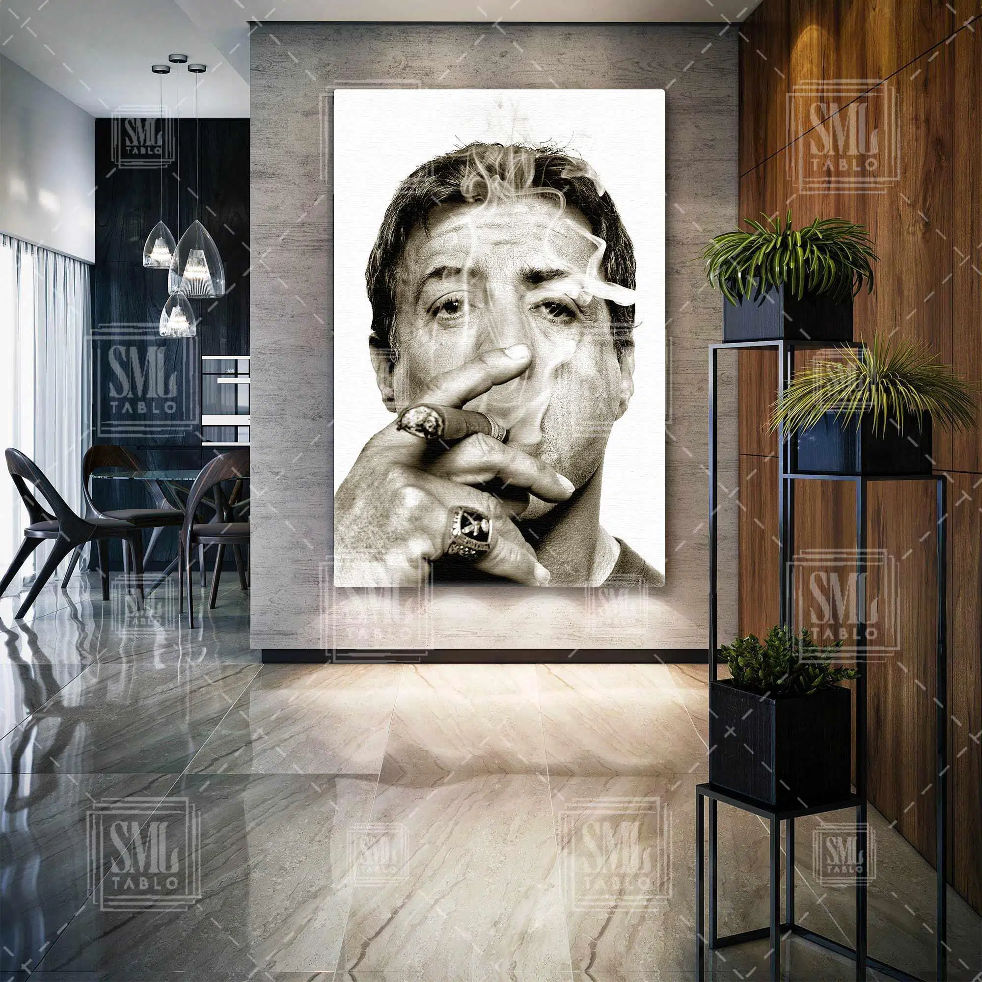 Sylvester Stallone Rambo Rocky Balboa Efsane Oyuncu Sepya Dikey Kanvas Tablo