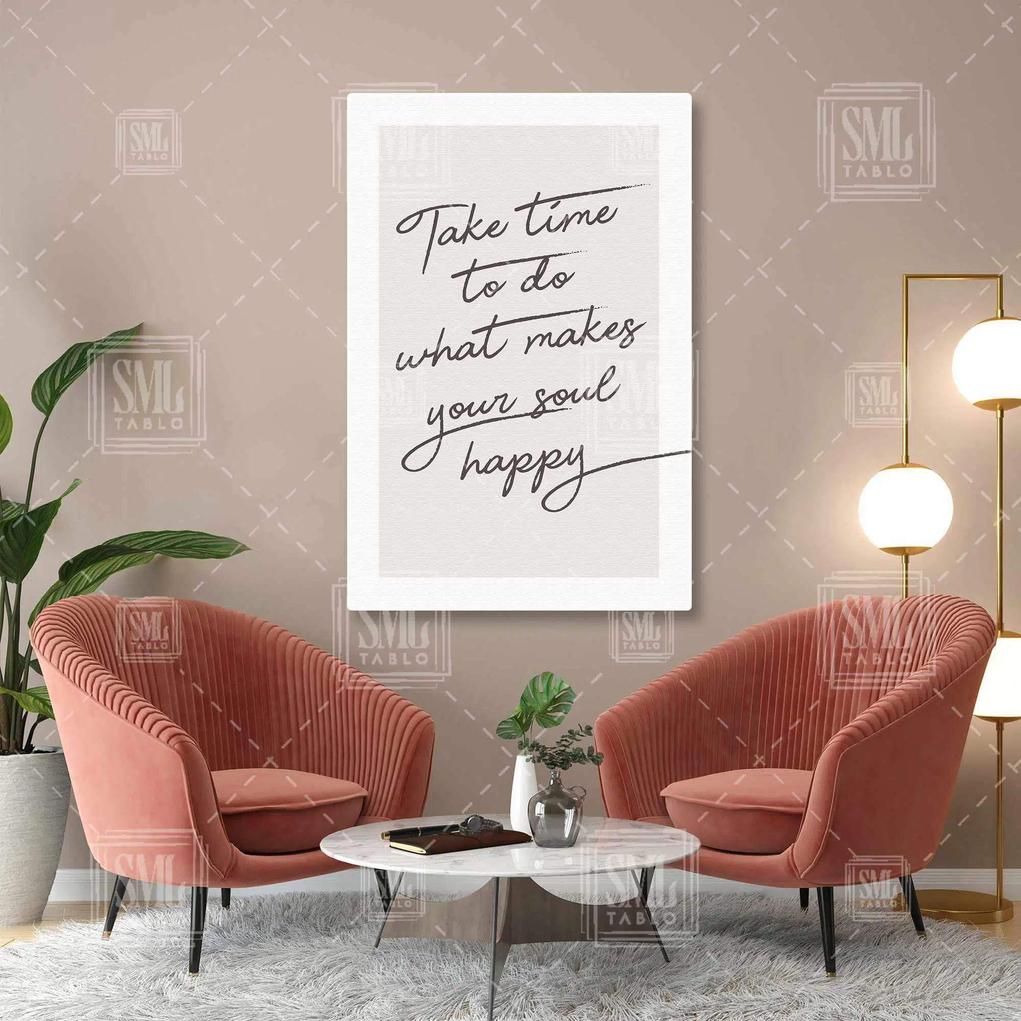 Take Time To Do What Makes Your Soul Happy Tipografik Motivasyon Dikey Kanvas Tablo