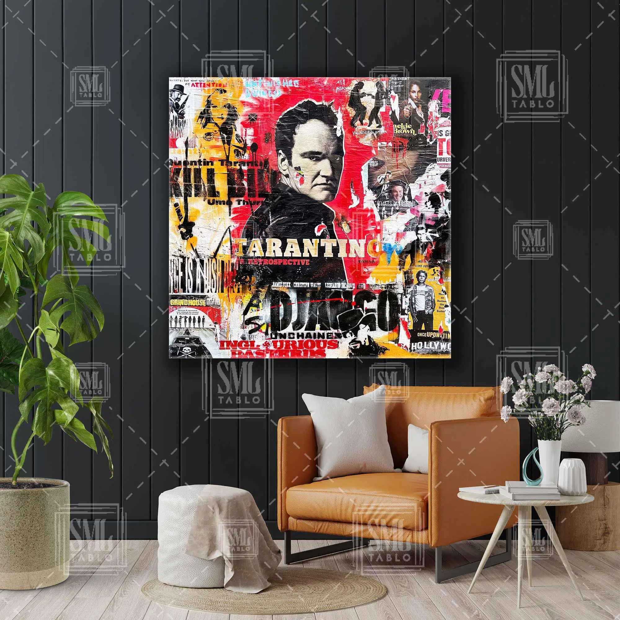 Tarantino Django Kolaj Grafiti Kare Kanvas Tablo