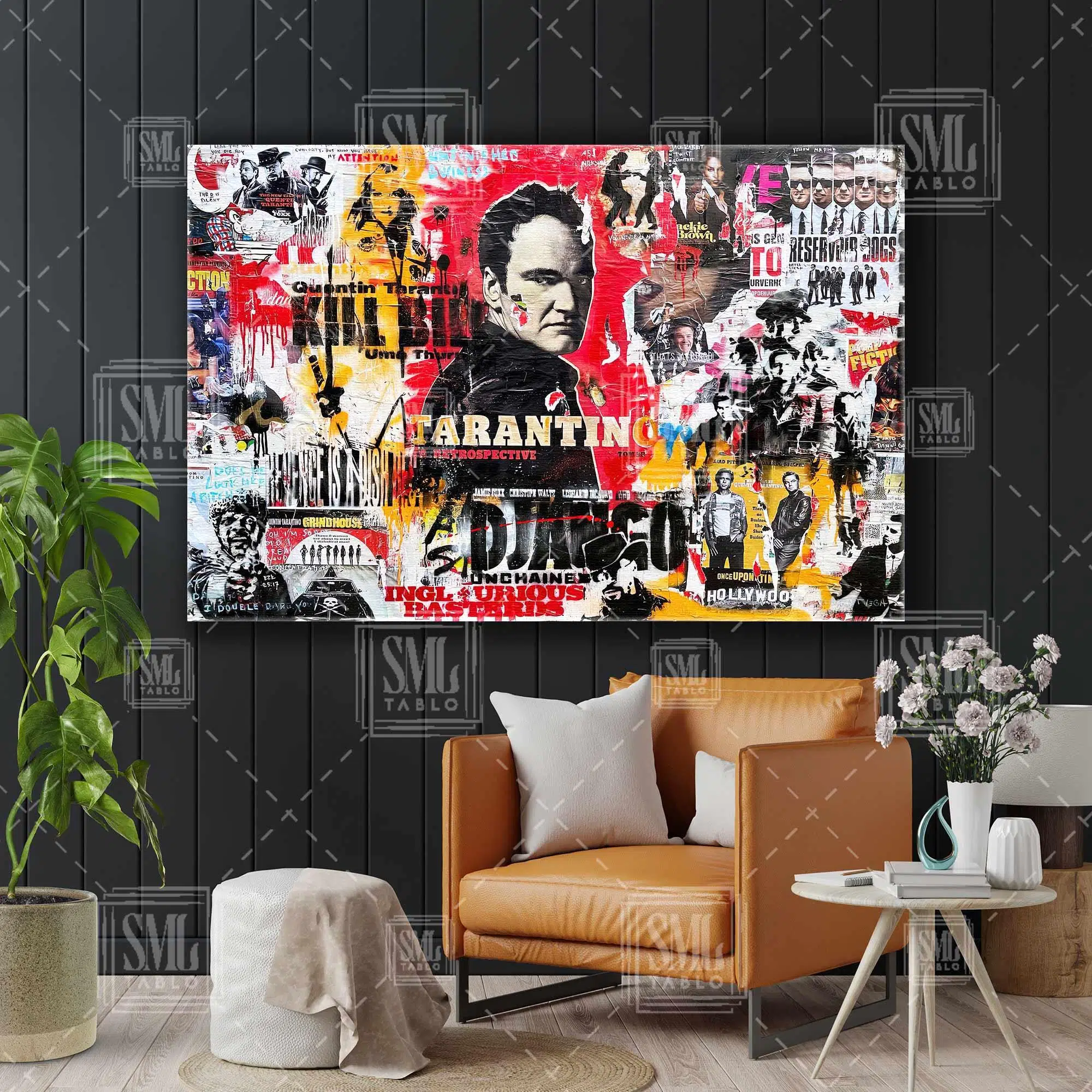 Tarantino Django Kolaj Grafiti Yatay Kanvas Tablo