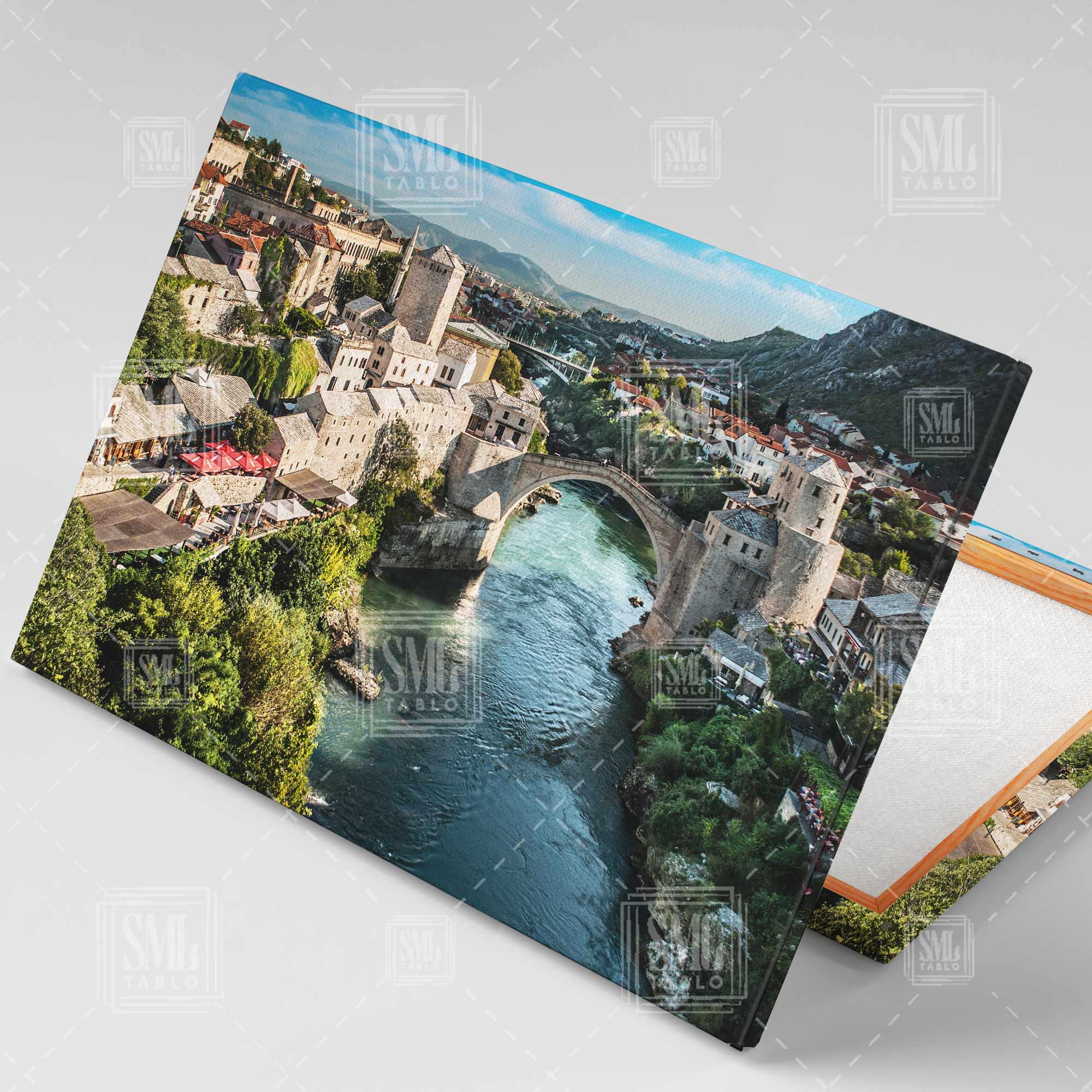 Tarihi Mostar Köprüsü Mostar Bridge Bosna-Hersek Yatay Kanvas Tablo Tarihi Mostar Köprüsü Mostar Bridge Bosna-Hersek Yatay Kanvas Tablo