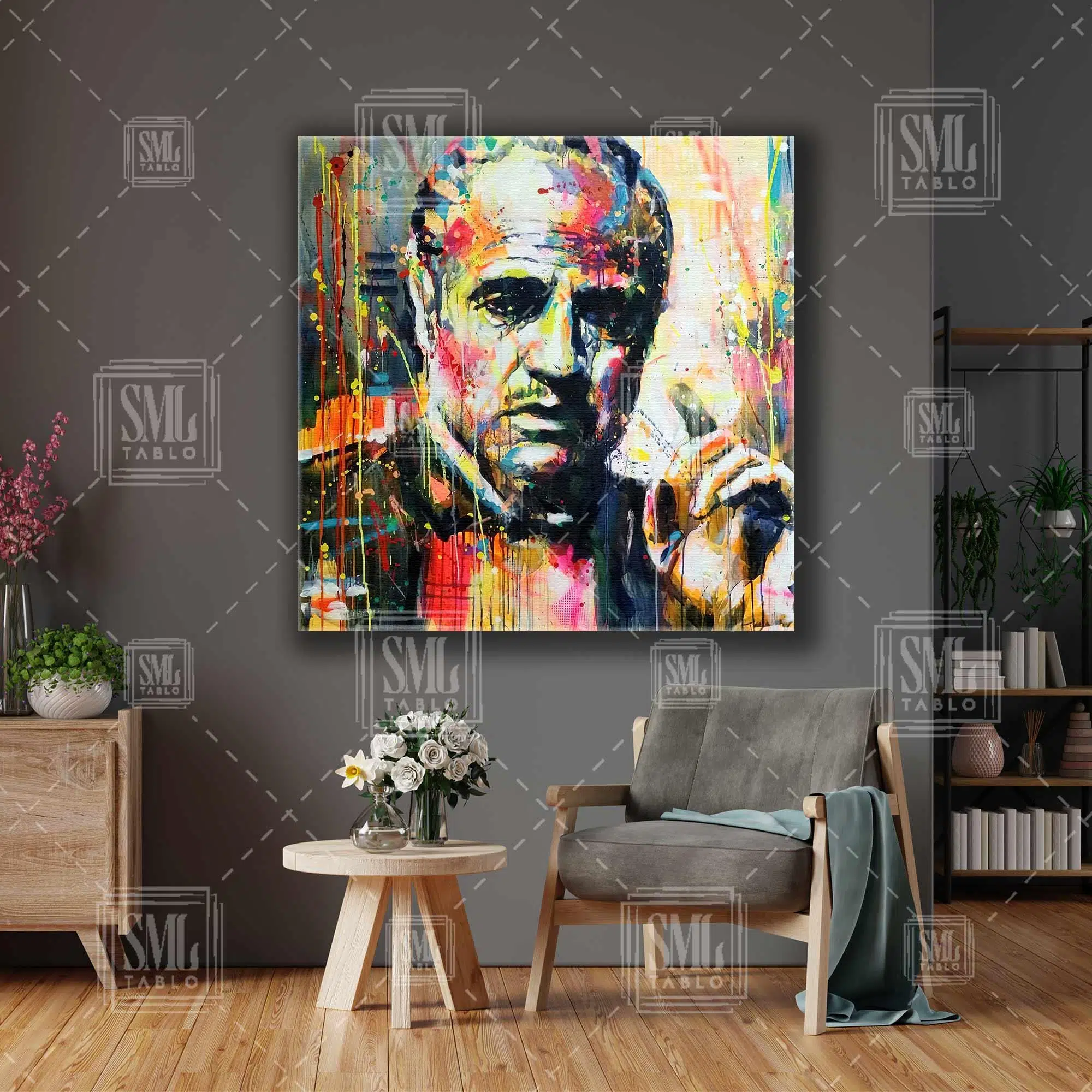 The Godfather Don Corleone Baba Filmi Kare Kanvas Tablo