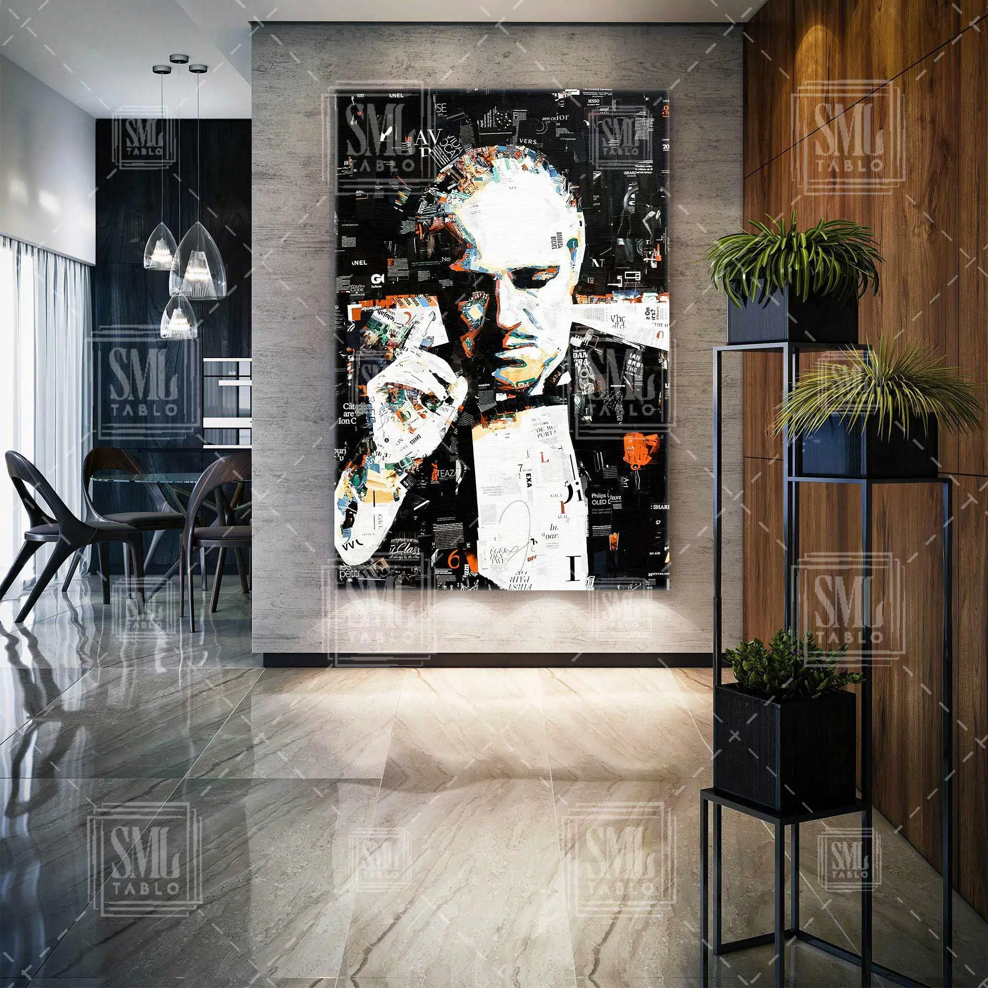 The Godfather Don Corleone Dergi Kolajı Dikey Kanvas Tablo