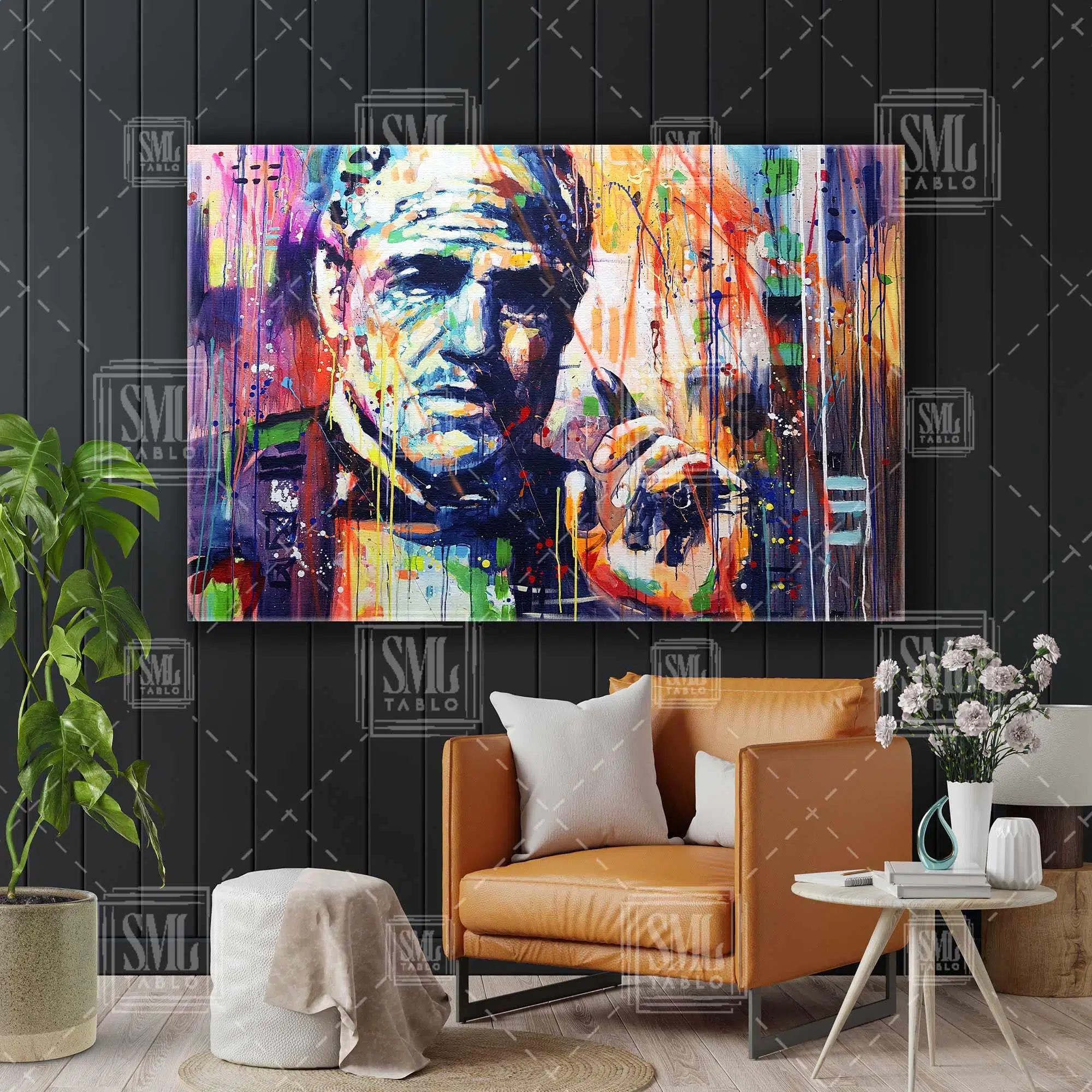 The Godfather Don Corleone Renkli Yatay Kanvas Tablo