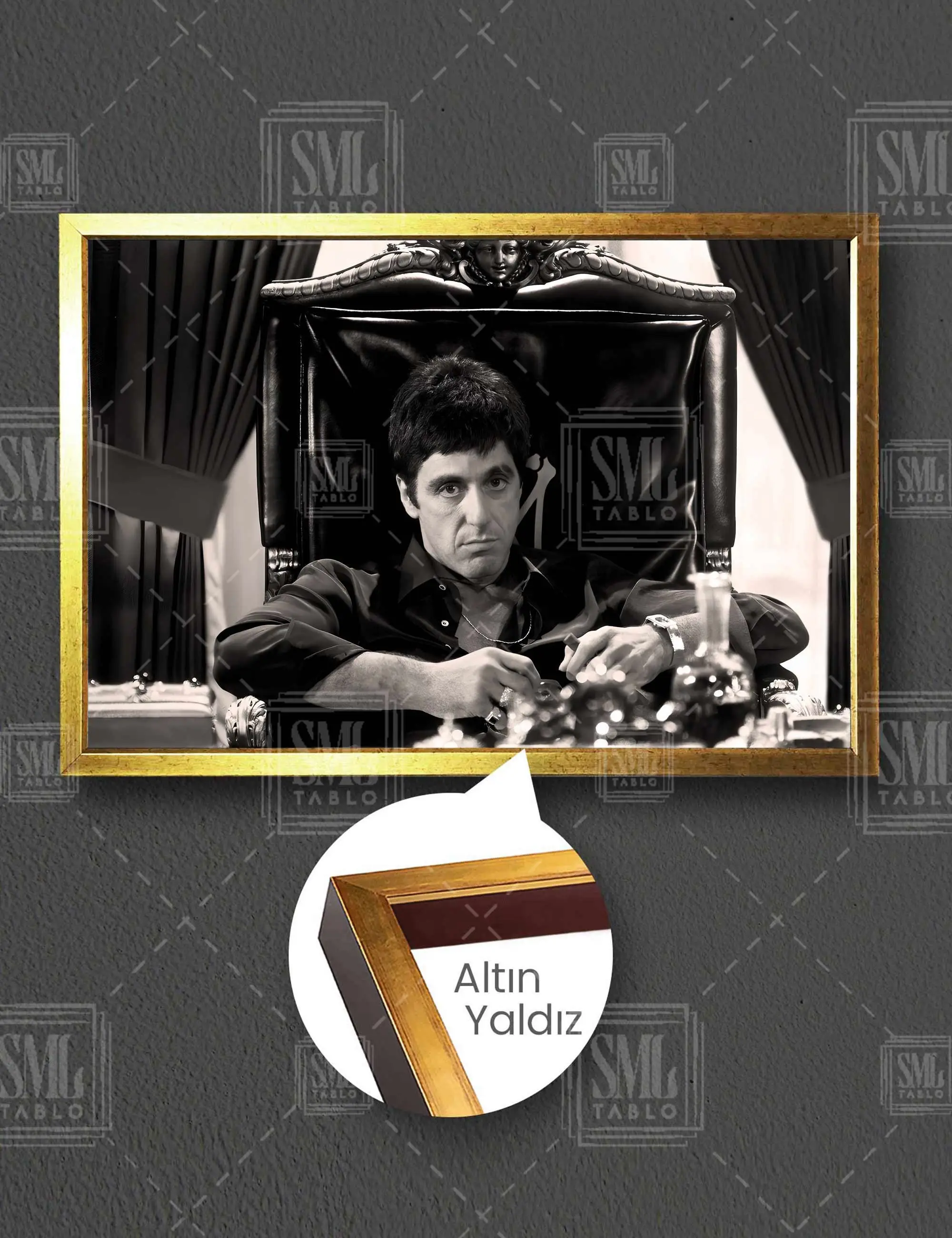 The Godfather Tony Montana Al Pacino Baba Filmi Çerçeveli Yatay Kanvas Tablo