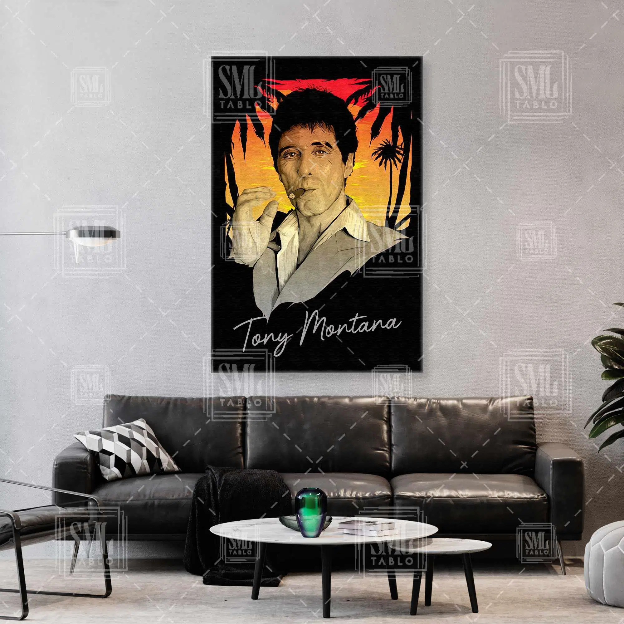 Tony Montana Scarface Mafya Para Babası Al Pacino Efsane Film Dikey Kanvas Tablo