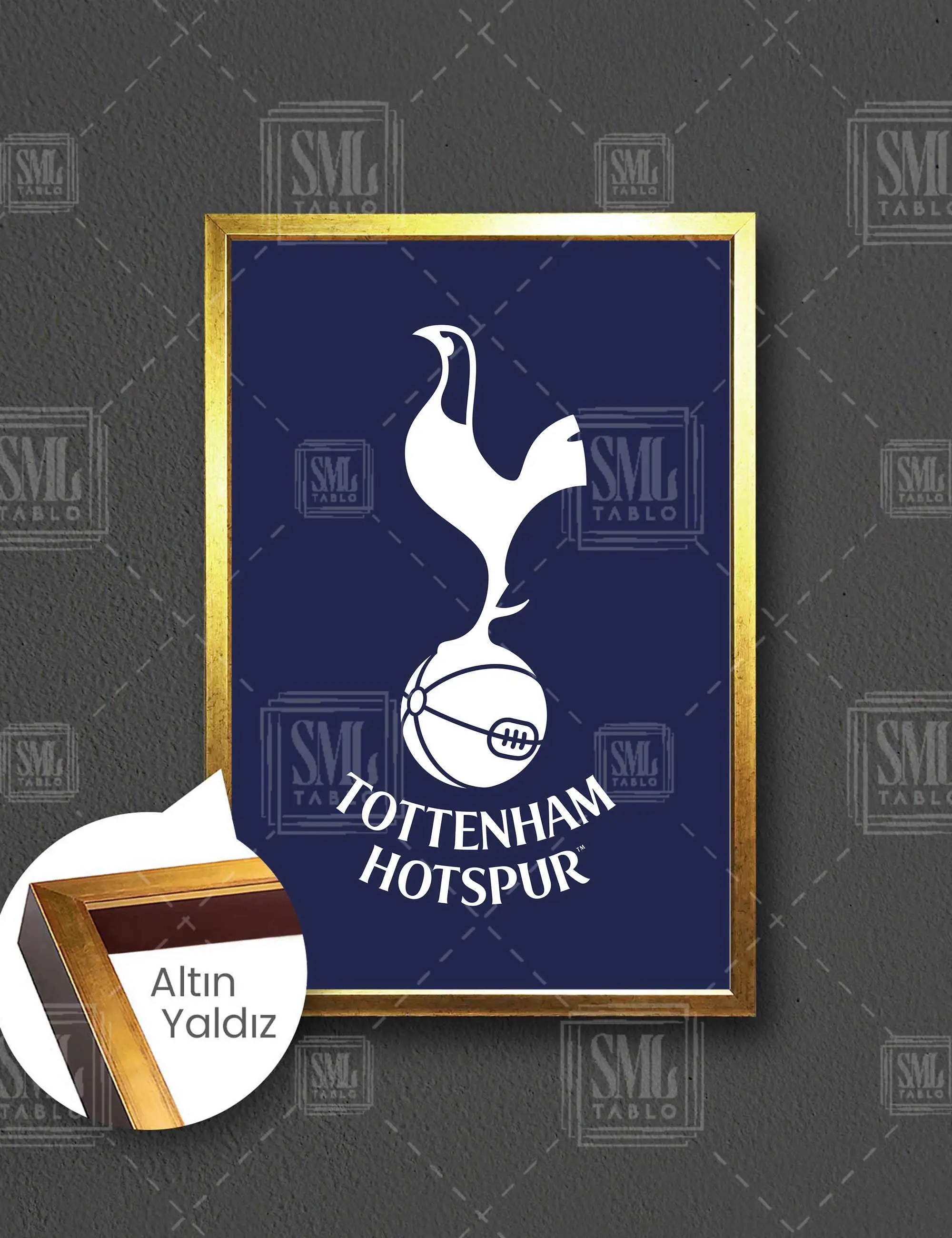 Totenham Hotspur Futbol Kulübü Logosu Çerçeveli Dikey Kanvas Tablo