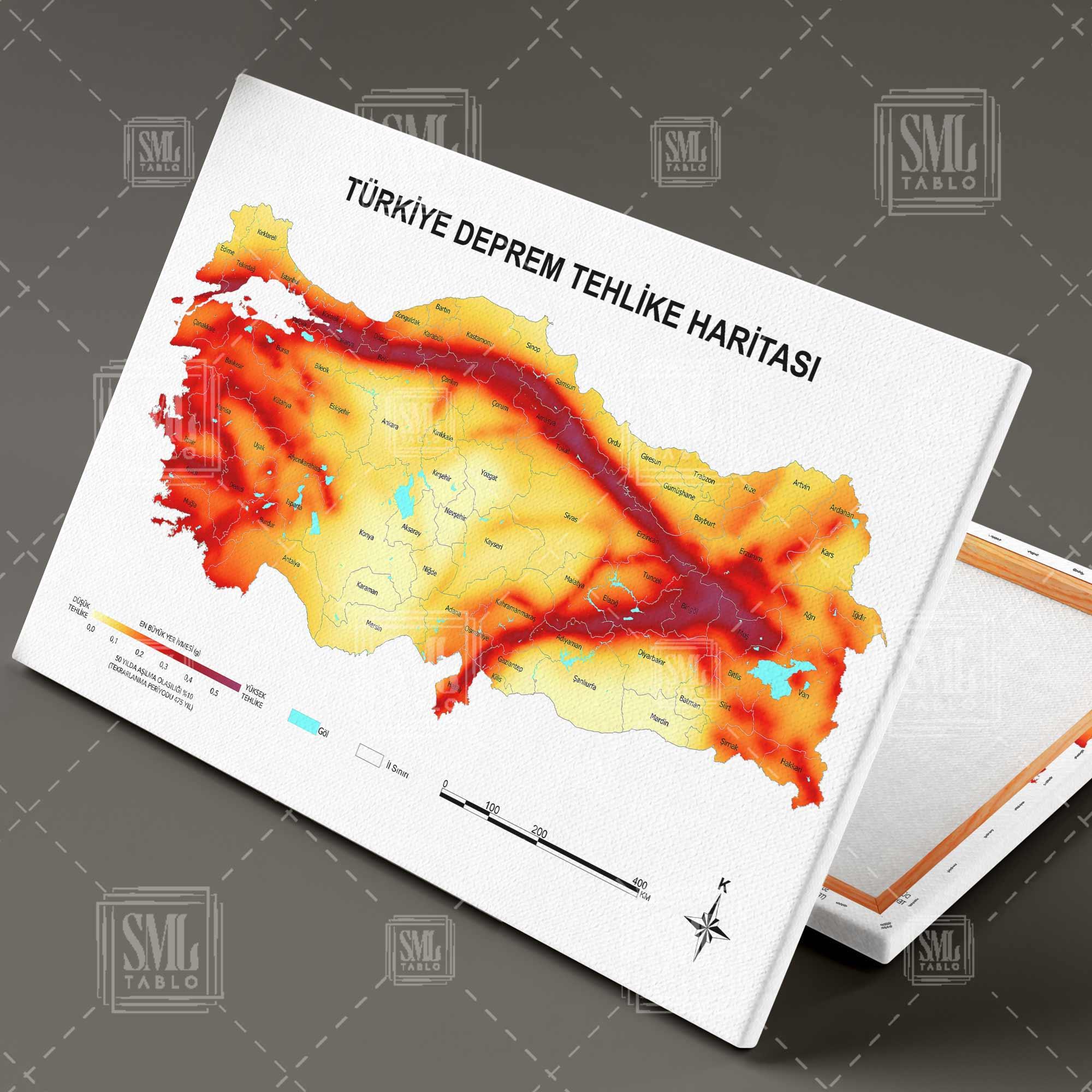 Türkiye Deprem Tehlike Haritası Fay Hattı Tektonik Hareket Yatay Kanvas Tablo Türkiye Deprem Tehlike Haritası Fay Hattı Tektonik Hareket Yatay Kanvas Tablo