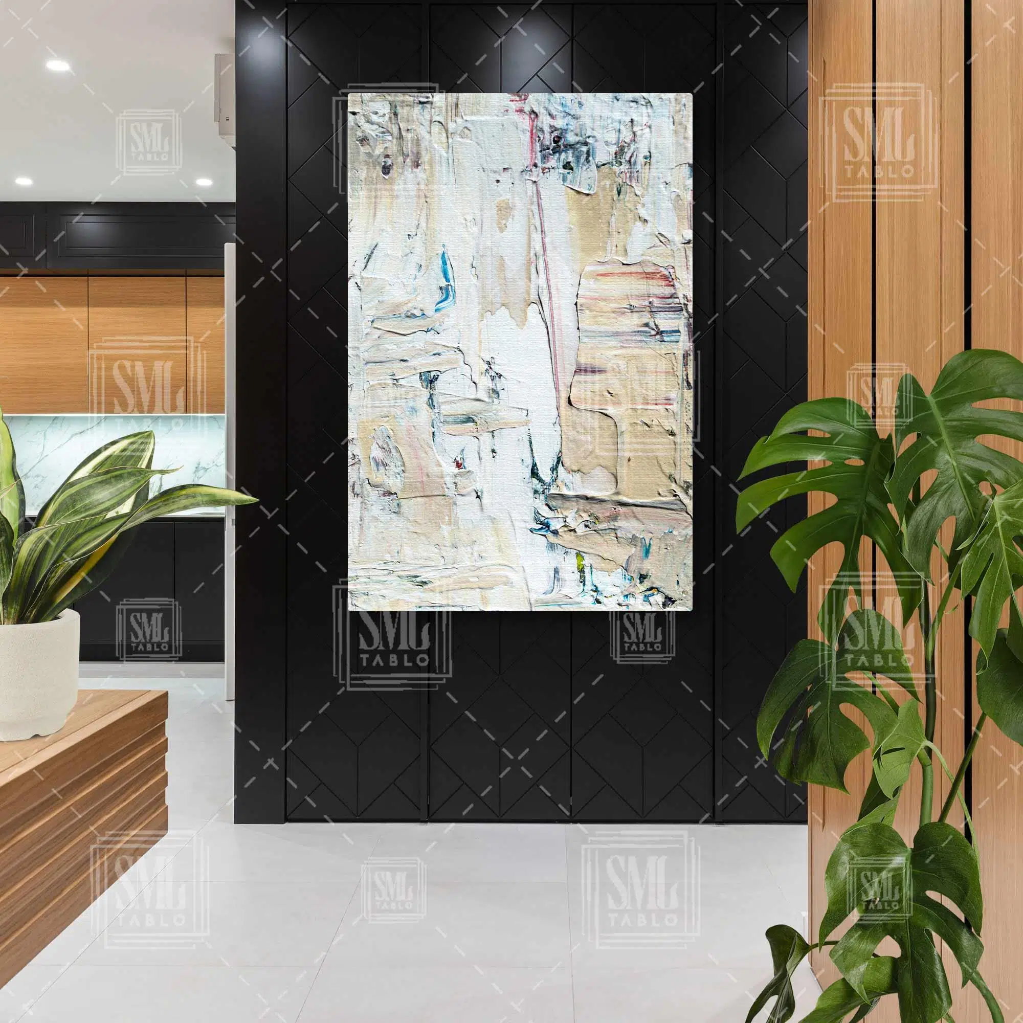Tuval Üzerinde Boya İzleri Abstract Sanat Dikey Kanvas Tablo