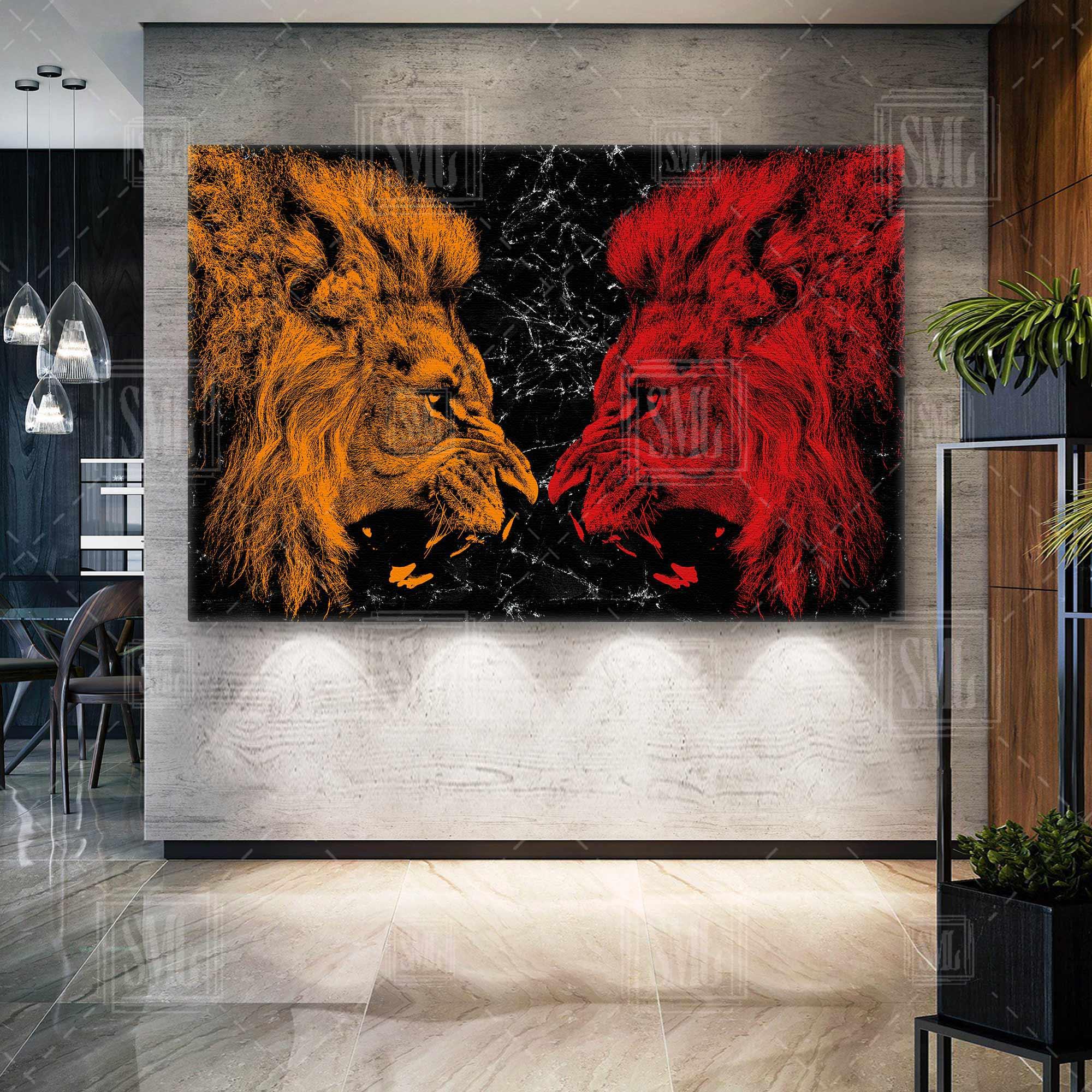 Sarı Kırmızı Aslan Silüeti Galatasaray Futbol Yatay Kanvas Tablo Sarı Kırmızı Aslan Silüeti Galatasaray Futbol Yatay Kanvas Tablo