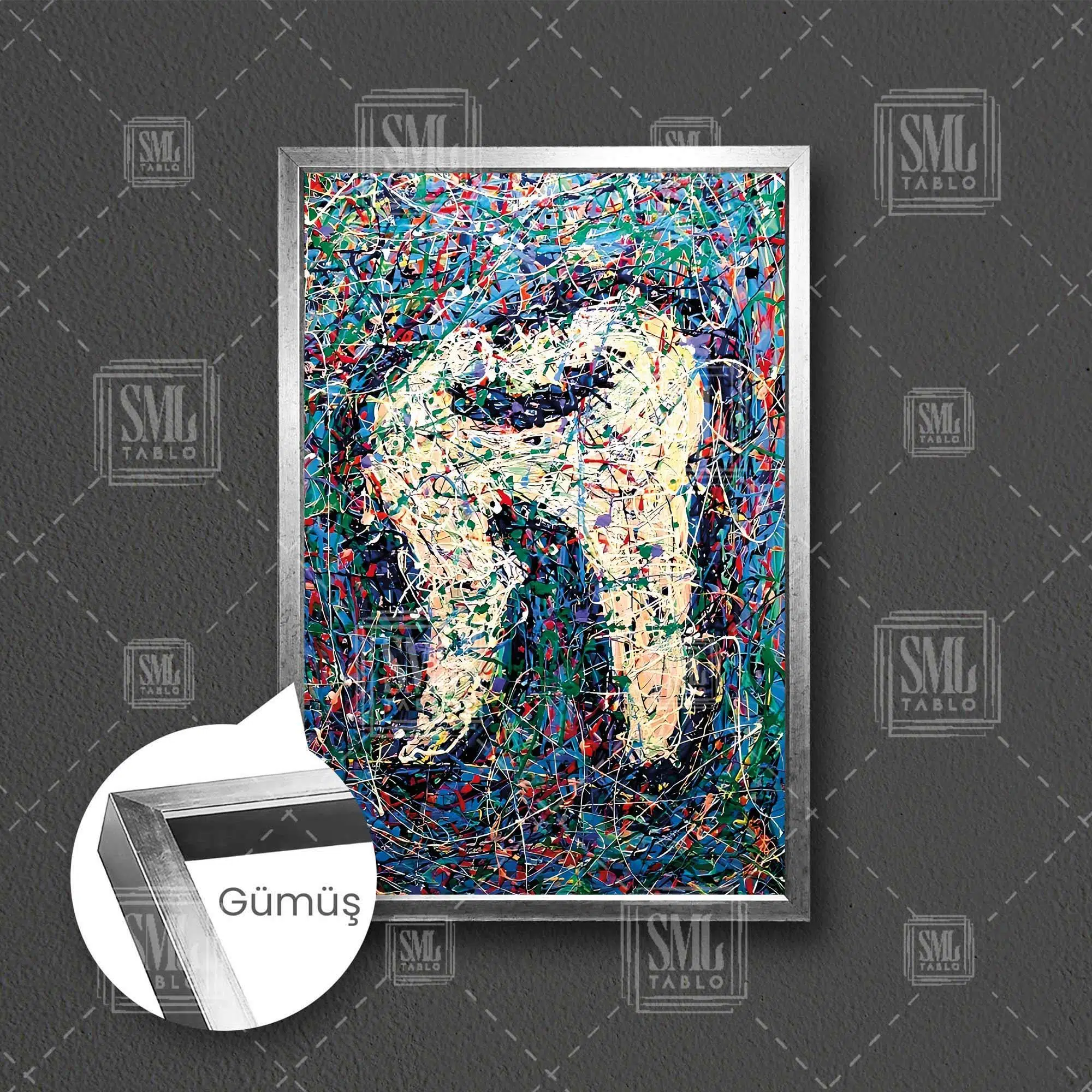 Diş Art Dekorasyon Diş Polikliniği Dekoratif Çerçeveli Dikey Kanvas Tablo - Gümüş
