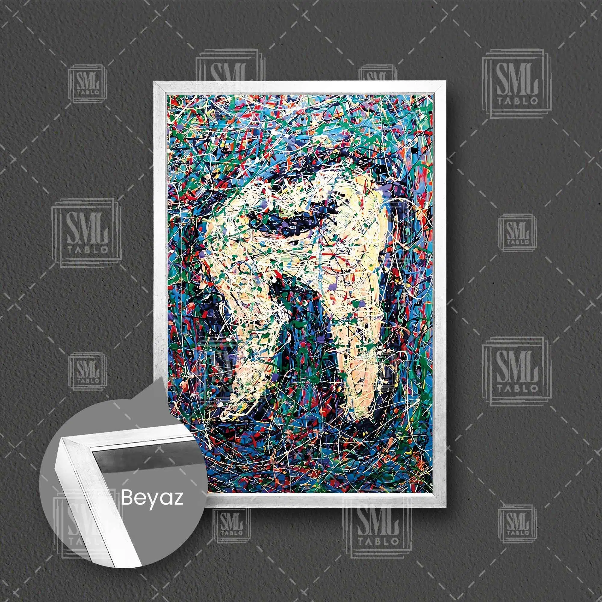 Diş Art Dekorasyon Diş Polikliniği Dekoratif Çerçeveli Dikey Kanvas Tablo - Beyaz