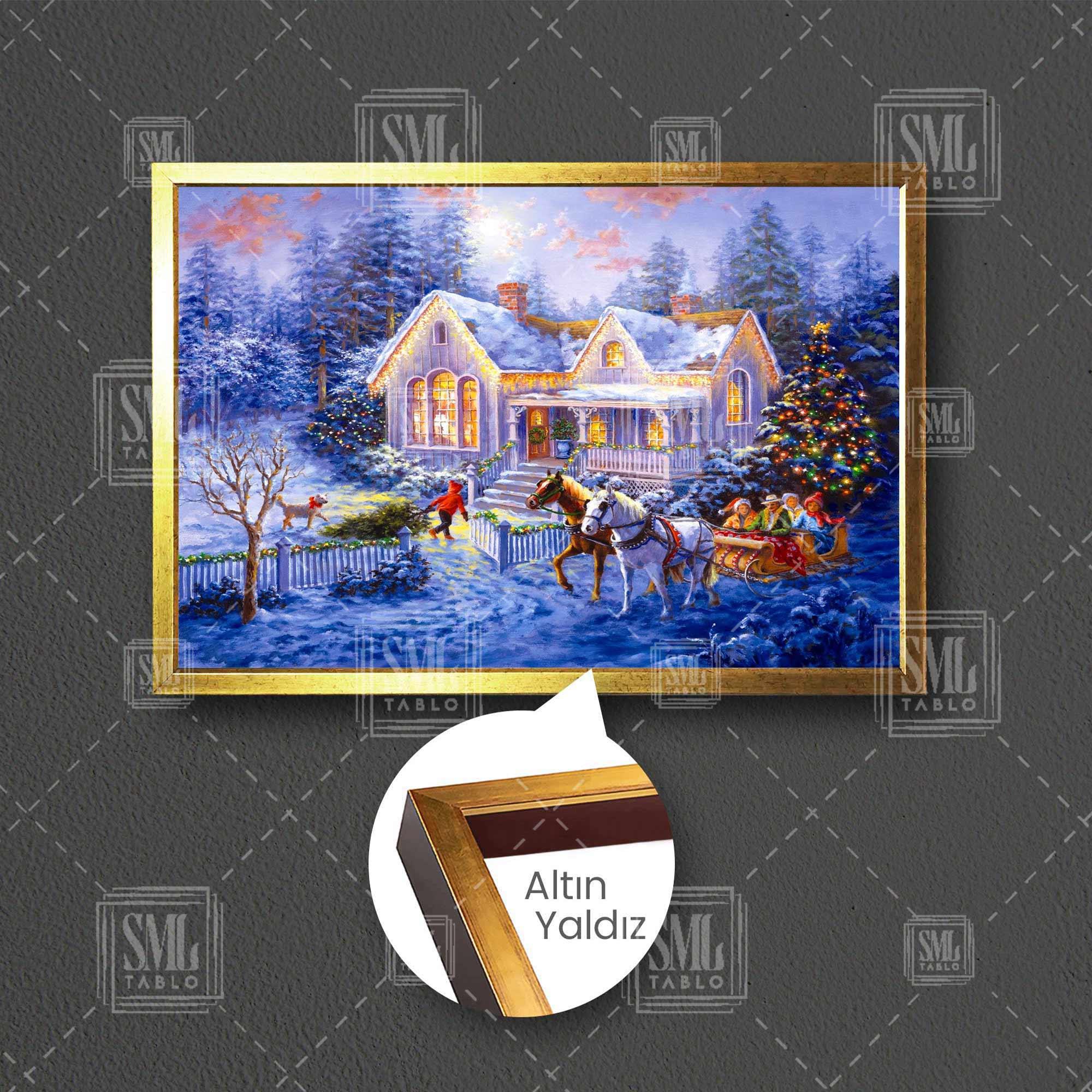 Huzurlu Kış Yılbaşı Yeni Yıl Noel Merry Christmas Doğa Mnazara Çerçeveli Yatay Kanvas Tablo Huzurlu Kış Yılbaşı Yeni Yıl Noel Merry Christmas Doğa Mnazara Çerçeveli Yatay Kanvas Tablo
