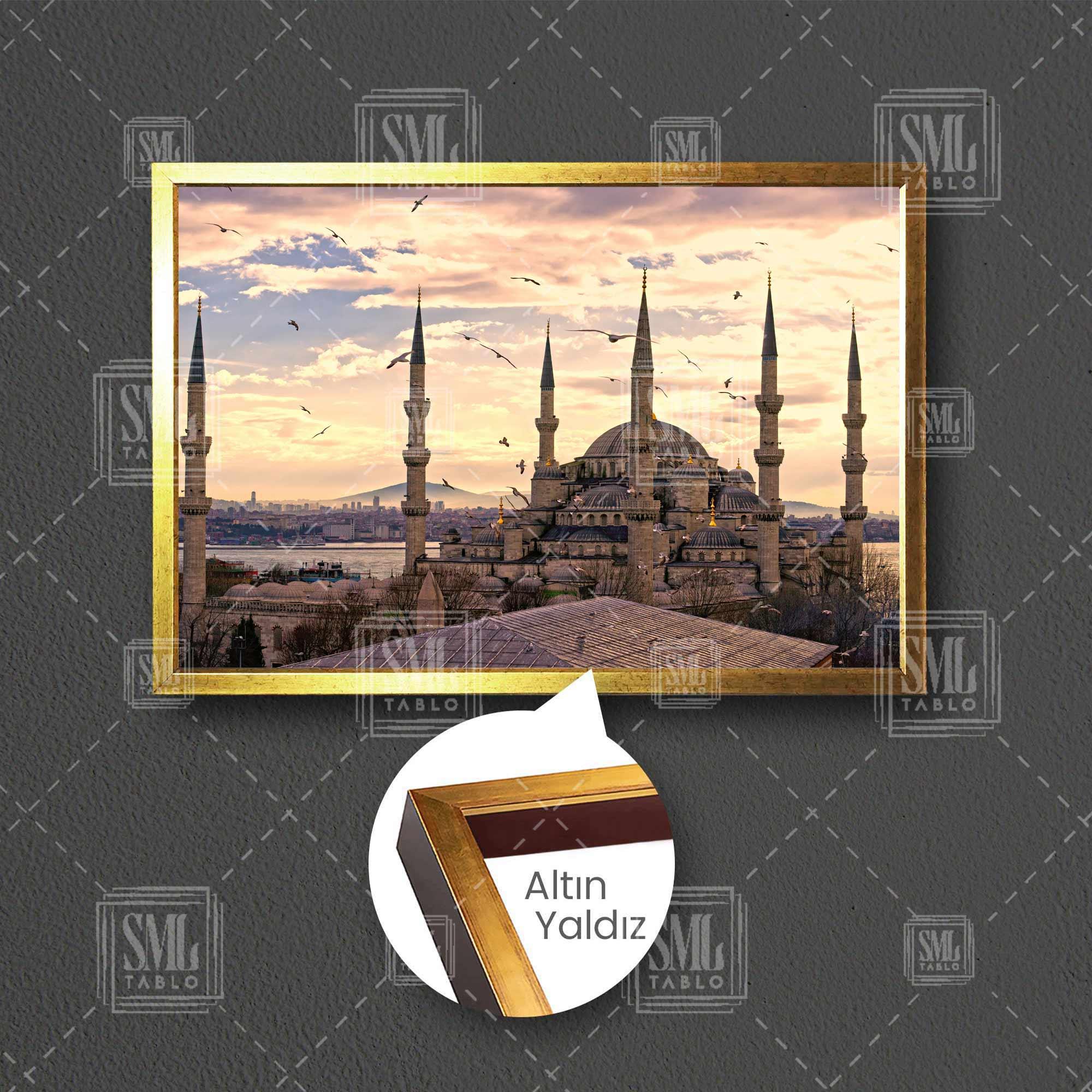 Sultan Ahmet Camii Blue Mosque İstanbul Türkiye Turkey Çerçeveli Yatay Kanvas Tablo Sultan Ahmet Camii Blue Mosque İstanbul Türkiye Turkey Çerçeveli Yatay Kanvas Tablo