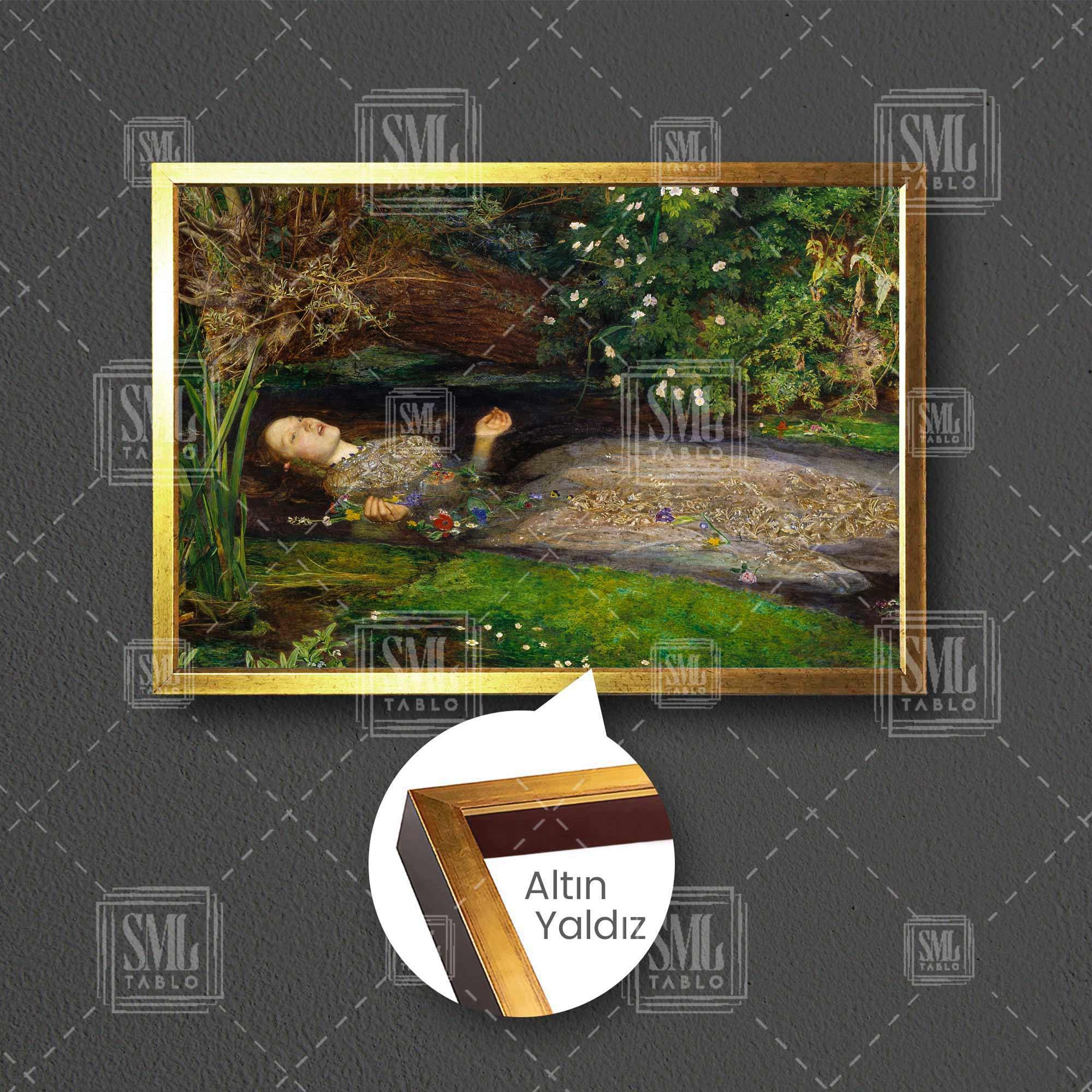Yağlı Boya Efektli John Everett Millais Ophelia Boğulan Kadın Çerçeveli Yatay Kanvas Tablo Yağlı Boya Efektli John Everett Millais Ophelia Boğulan Kadın Çerçeveli Yatay Kanvas Tablo