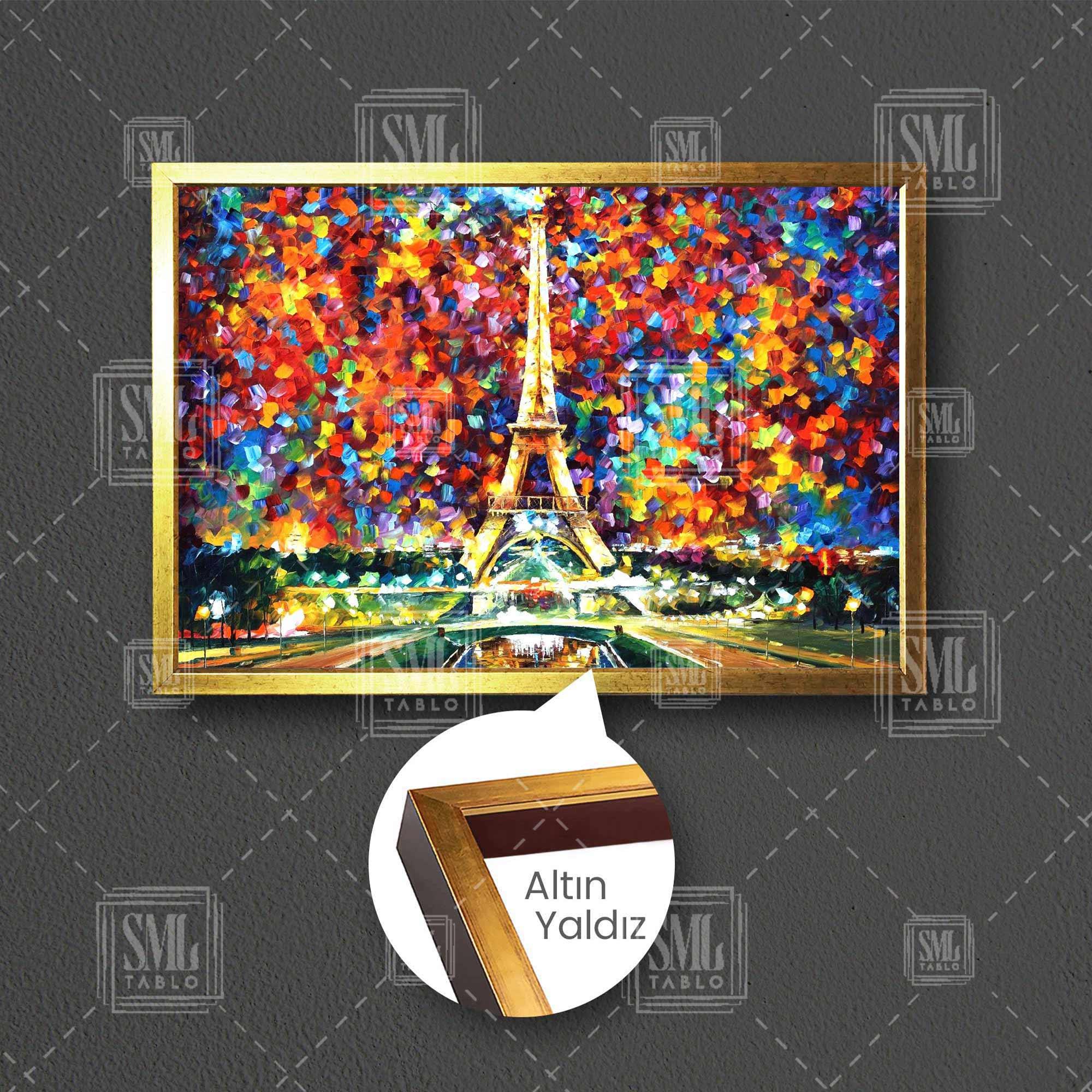 Yağlı Boya Efektli Eyfel Kulesi Paris Manzarası Soyut Çerçeveli Yatay Kanvas Tablo Yağlı Boya Efektli Eyfel Kulesi Paris Manzarası Soyut Çerçeveli Yatay Kanvas Tablo