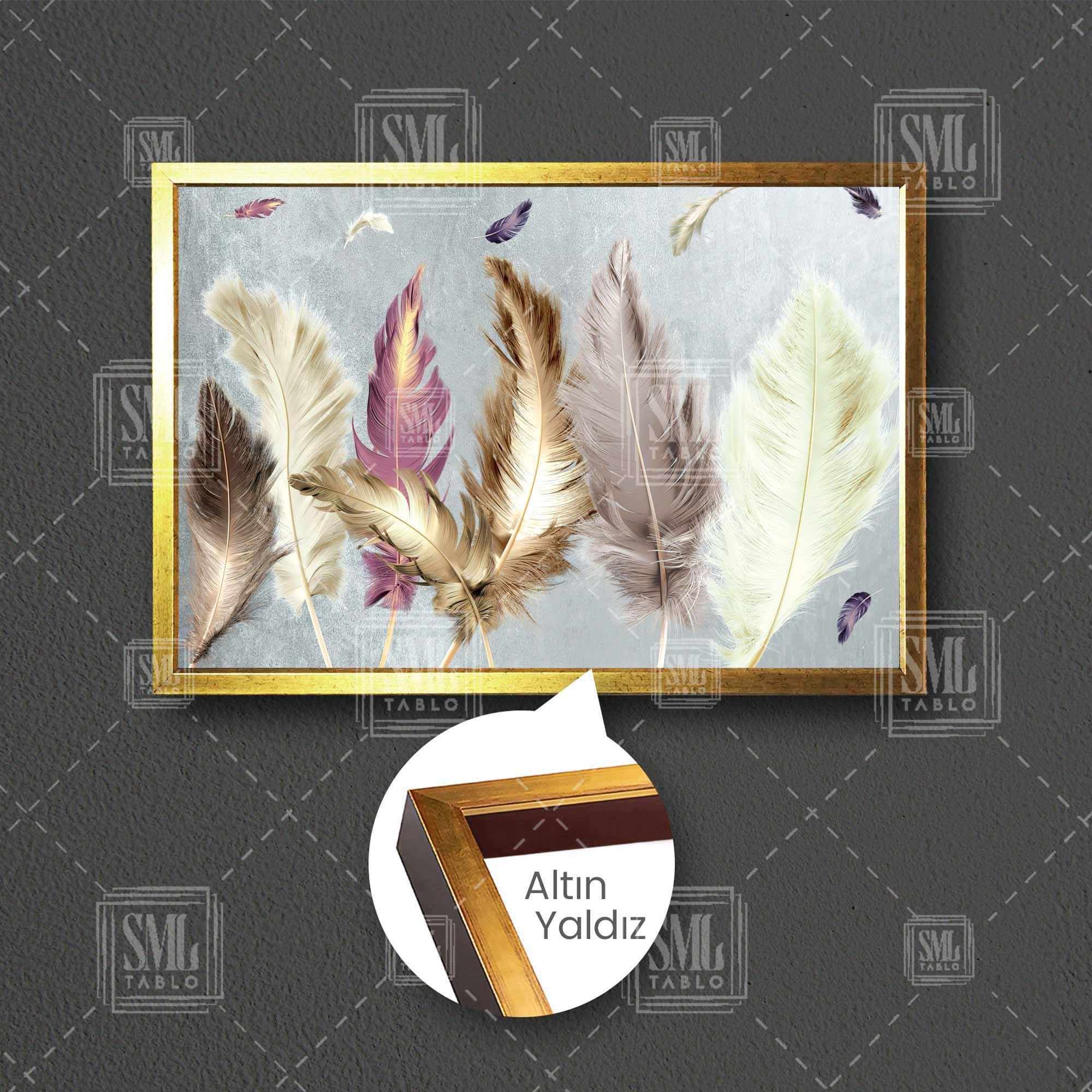 Pastel Tonlarda Kuş Tüyü Hayvan Dekor Çerçeveli Yatay Kanvas Tablo Pastel Tonlarda Kuş Tüyü Hayvan Dekor Çerçeveli Yatay Kanvas Tablo