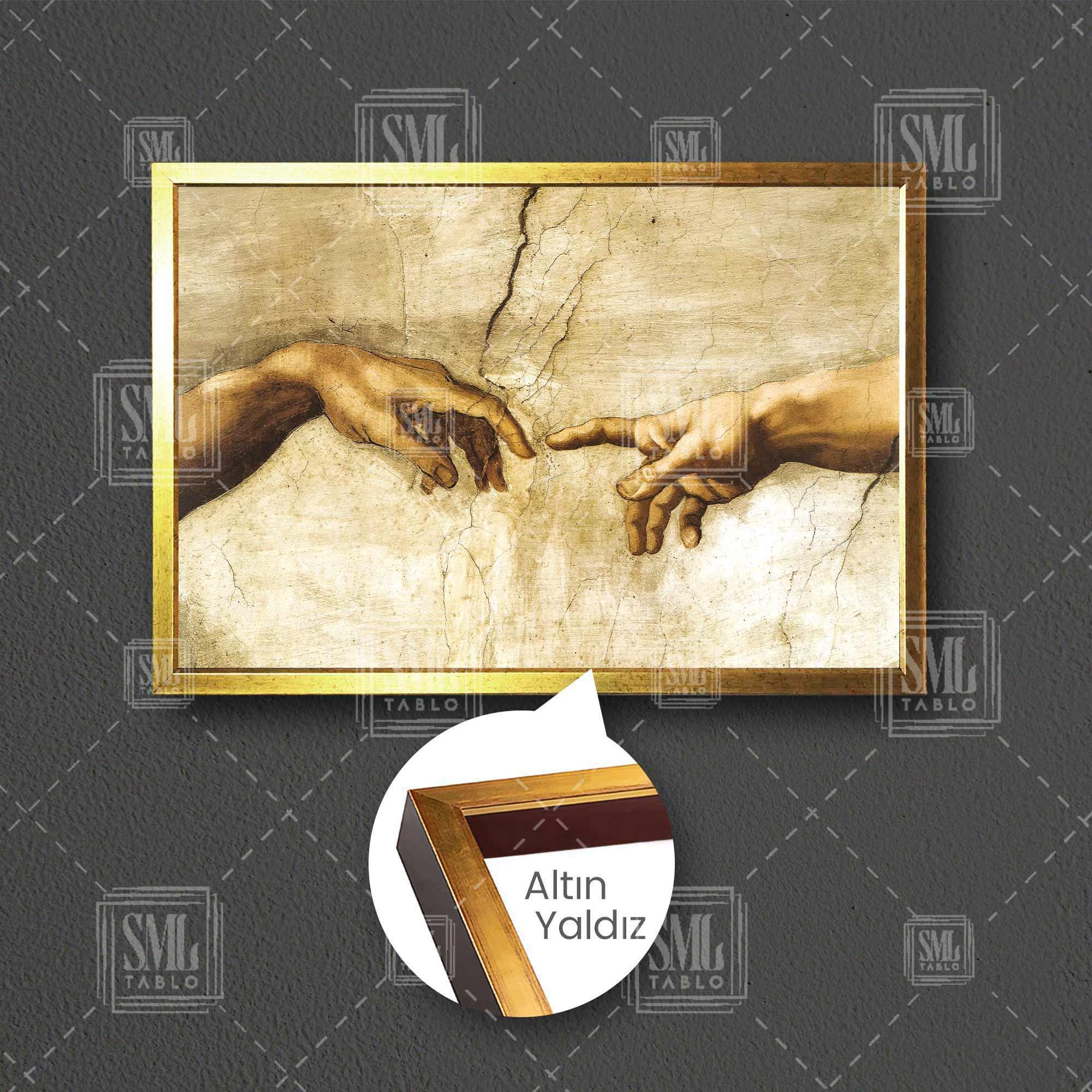 Adem`in Yaratılışı Michelangelo Ünlü Fresk Çerçeveli Yatay Kanvas Tablo Adem`in Yaratılışı Michelangelo Ünlü Fresk Çerçeveli Yatay Kanvas Tablo