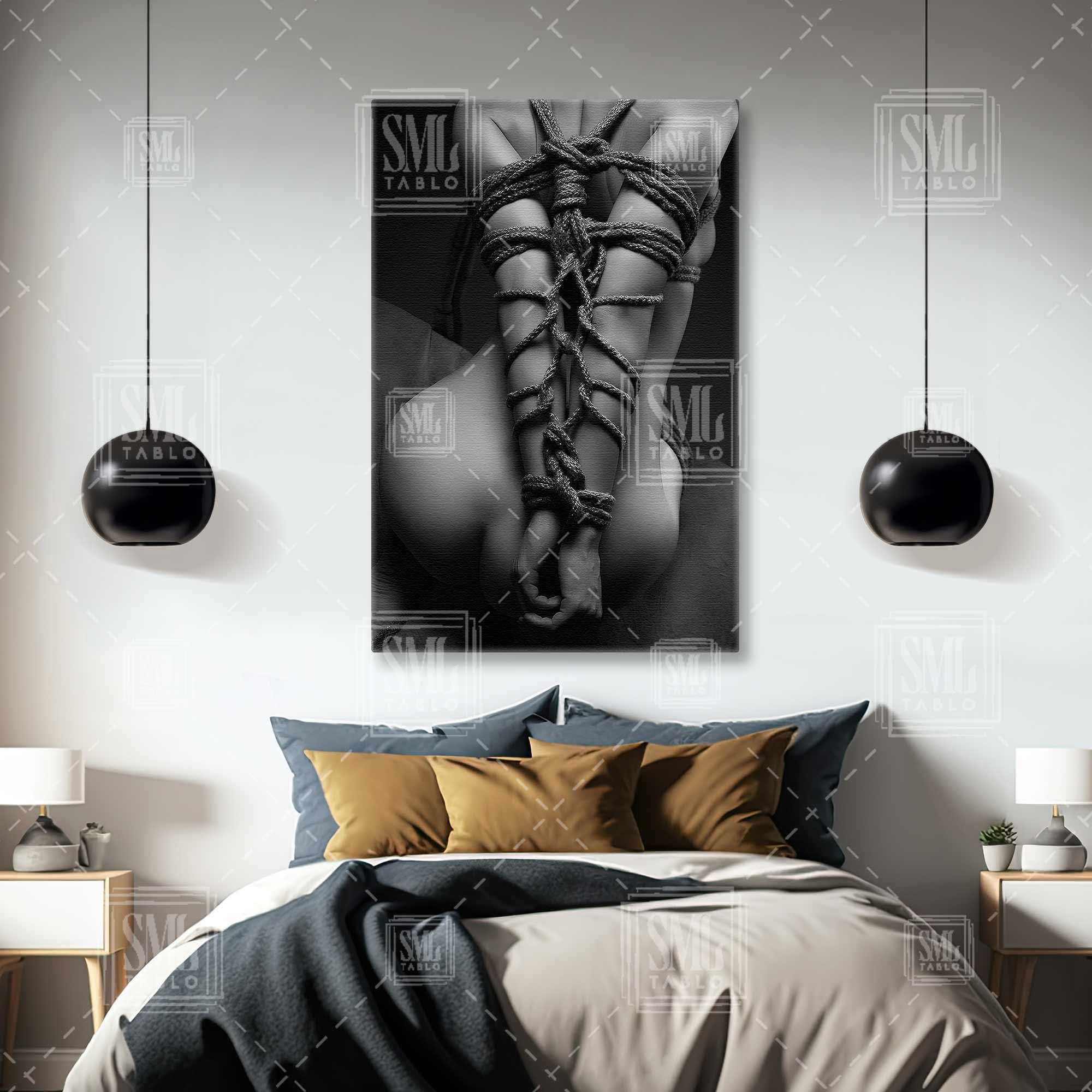 Shibari İp Bağlama Sexy Nude Kadın Fantazi Yatak Odası Dikey Kanvas Tablo Shibari İp Bağlama Sexy Nude Kadın Fantazi Yatak Odası Dikey Kanvas Tablo