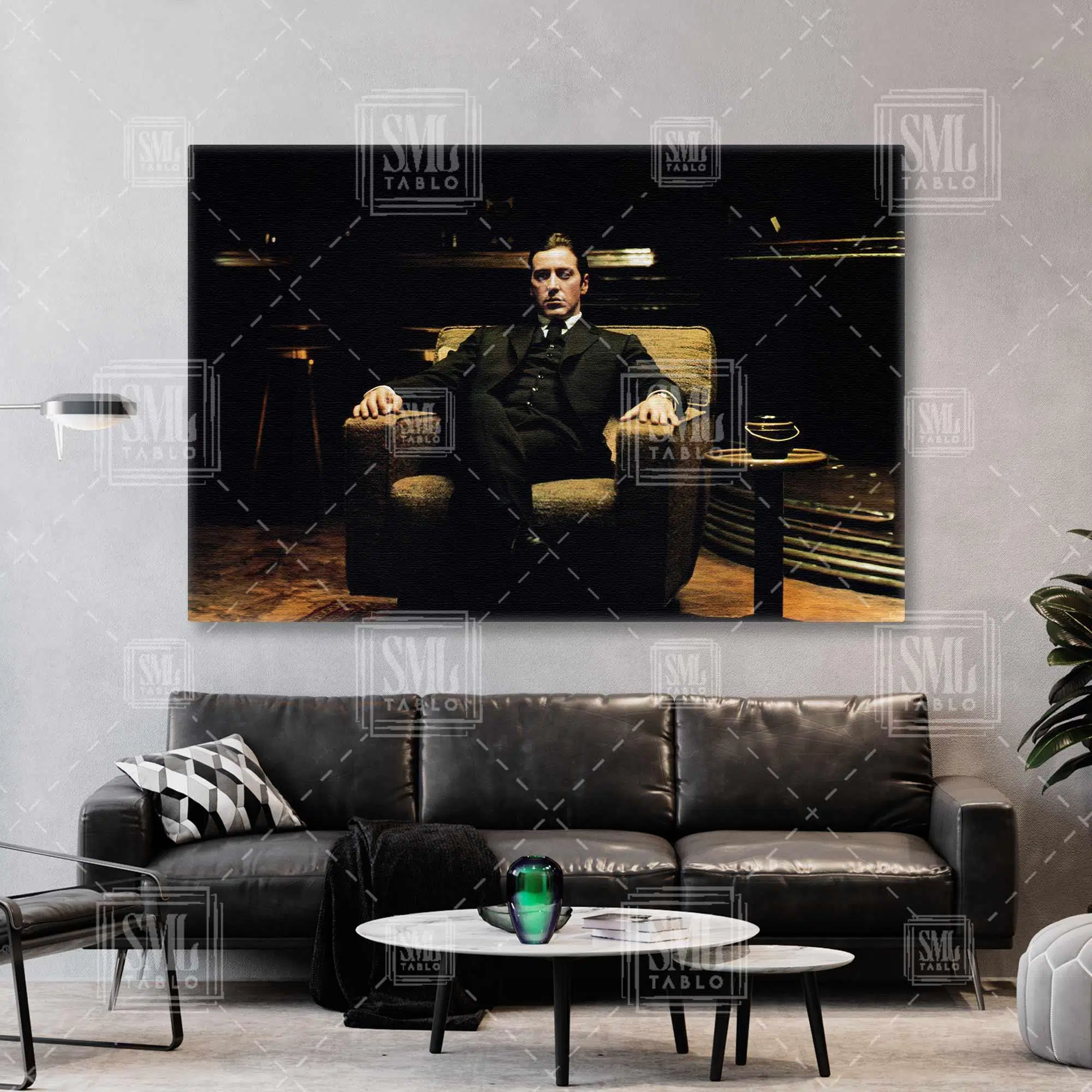 Bacak Bacak Üstüne Atmış Oturmuş Michael Corleone Al Pacino The Godfather Baba Yatay Kanvas Tablo