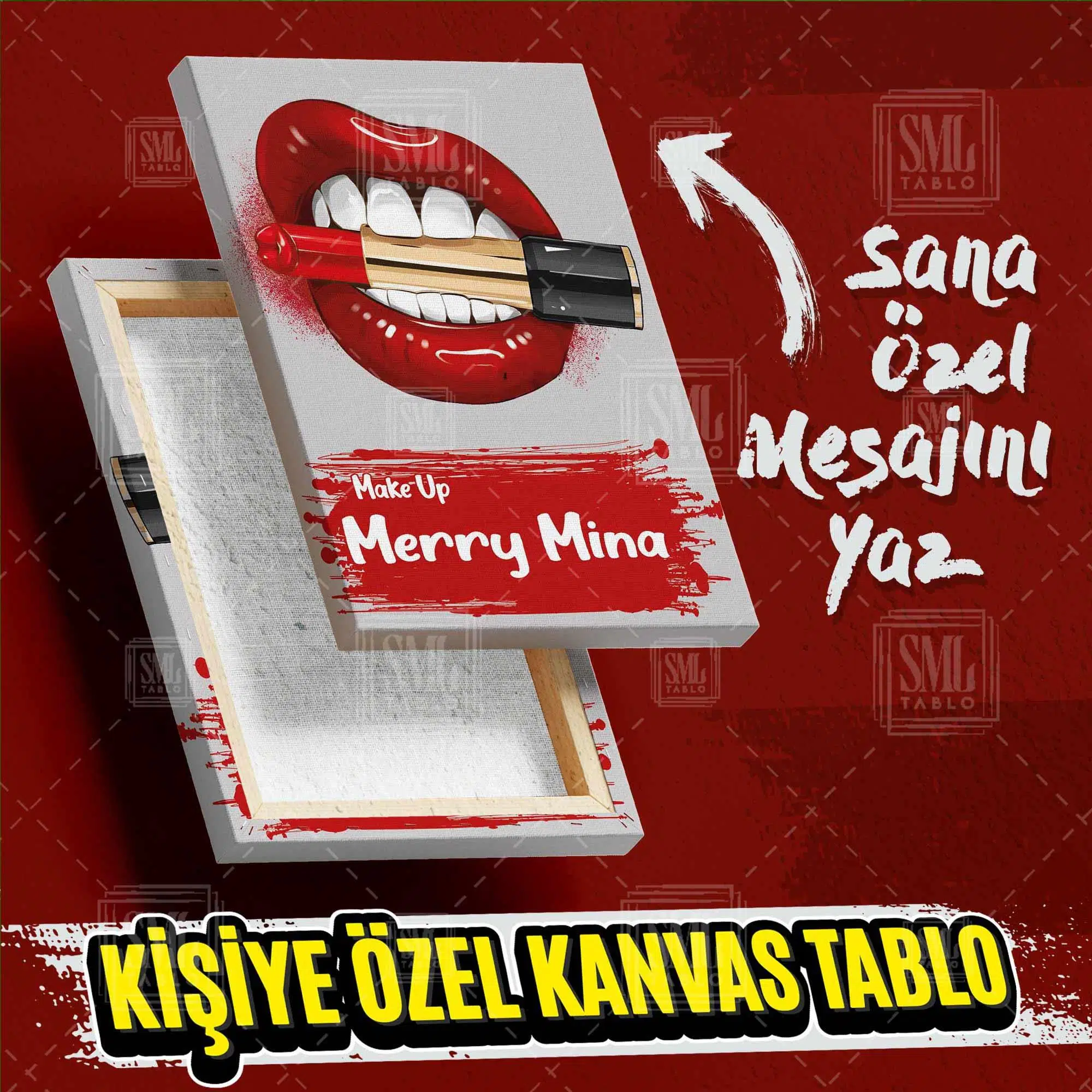 Kişiye Özel İsme Özel Kuaför Güzellik Salonu Makyaj Stüdyosu İsimli İşyeri Hediyesi Kanvas Tablo