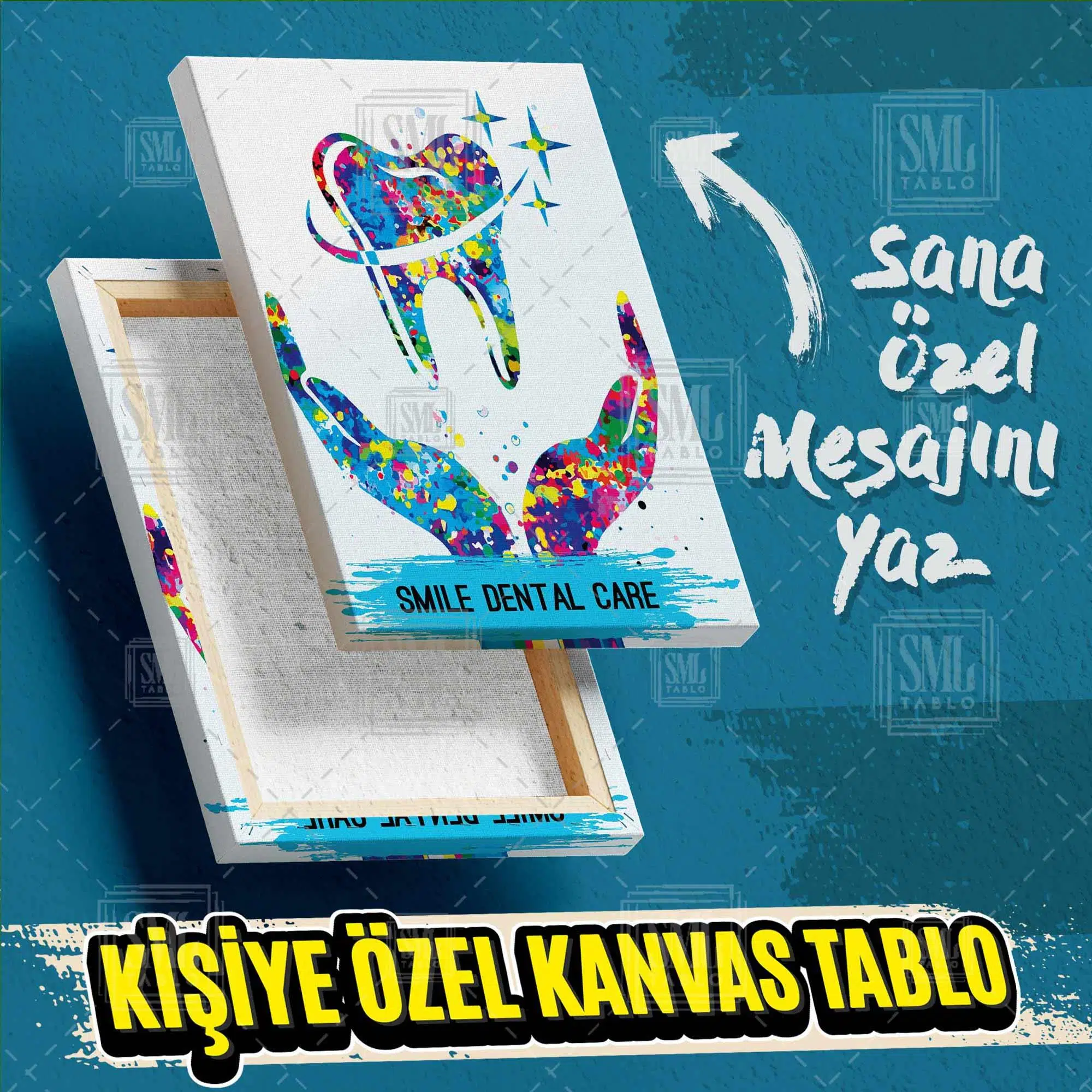  Kişiye Özel İsme Özel Dişçi Diş Polikliniği Diş Doktoru Ofisi İsimli İşyeri Hediyesi Kanvas Tablo