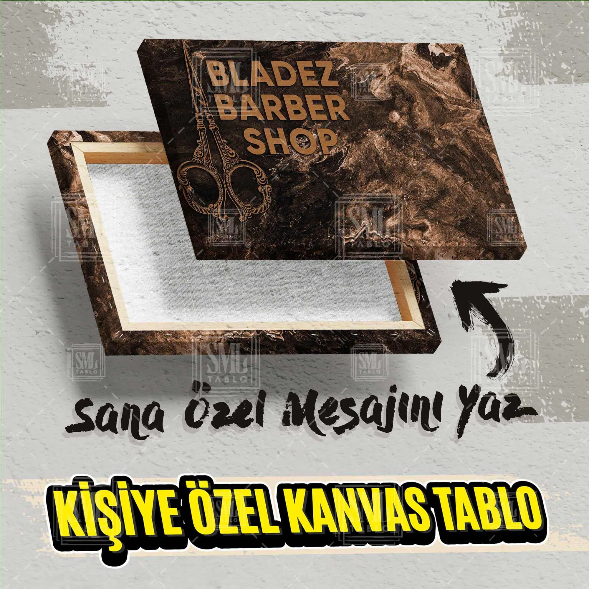 Kişiye Özel İsme Özel Berber Erkek Kuaförü Barber Shop Adınıza Özel İsimli İşyeri Hediyesi Kanvas Tablo