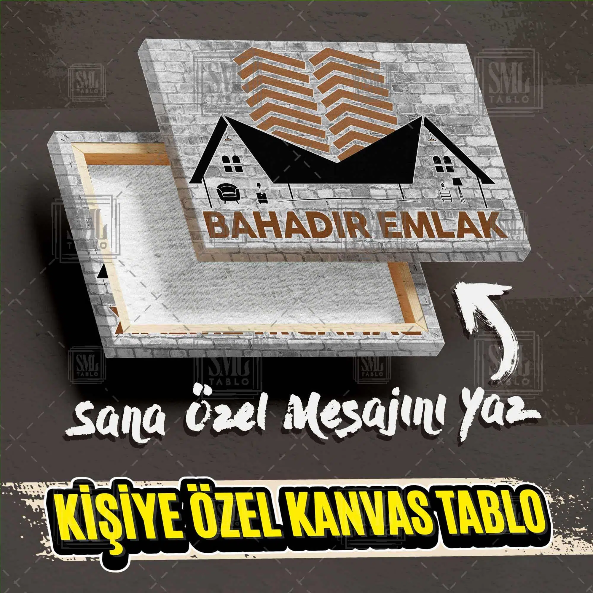 Kişiye Özel İsme Özel Emlak Ofisi Emlakçı Ev Arsa Adınıza Özel İsimli İşyeri Hediyesi Kanvas Tablo