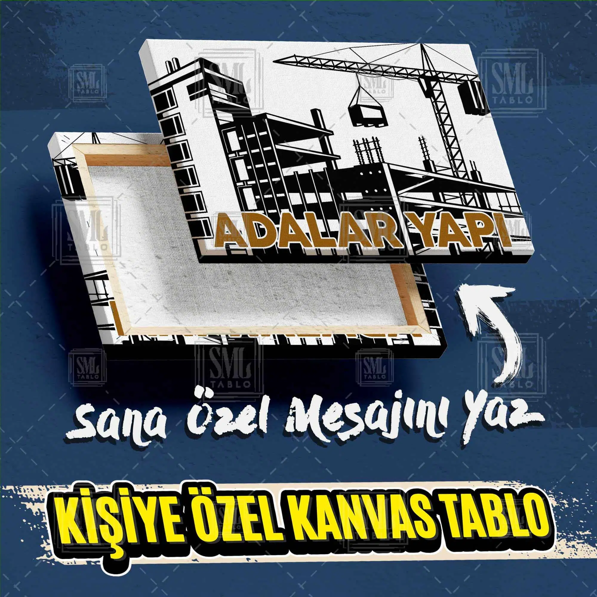 Kişiye Özel İsme Özel İnşaat Firması Müteahhit İnşaat Ofisi İsimli İşyeri Hediyesi Kanvas Tablo